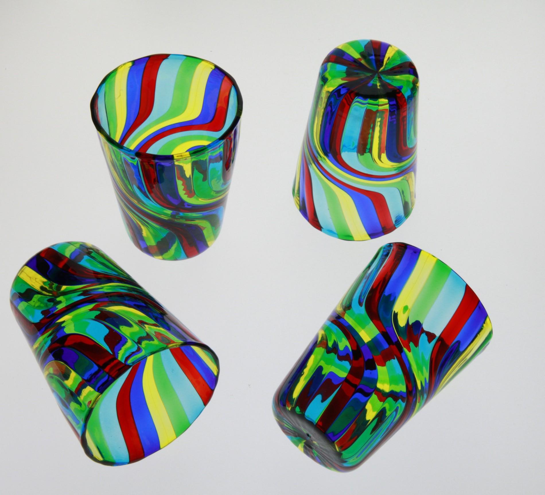 Murano Art Glass Tumblers, Doppio Ritorto Amazing Technique, signed. Unit price. For Sale 12