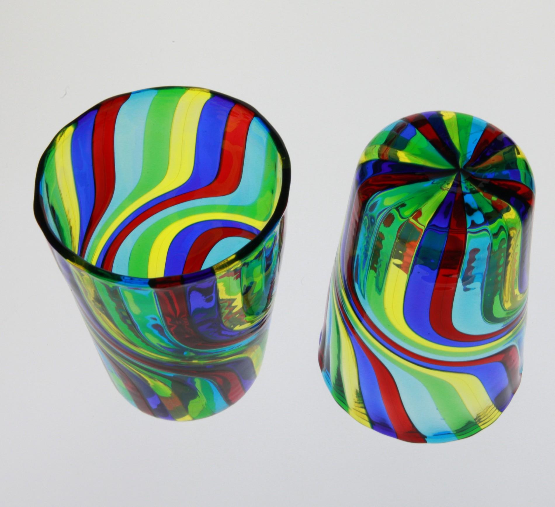 Set of 6 Murano Art Glass Tumblers, Doppio Ritorto Amazing Technique, Signed For Sale 11
