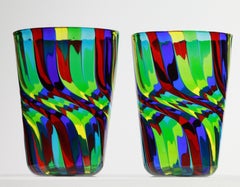 Set von 6 Bechern aus Murano-Kunstglas, Doppio Ritorto, erstaunliche Technik, signiert