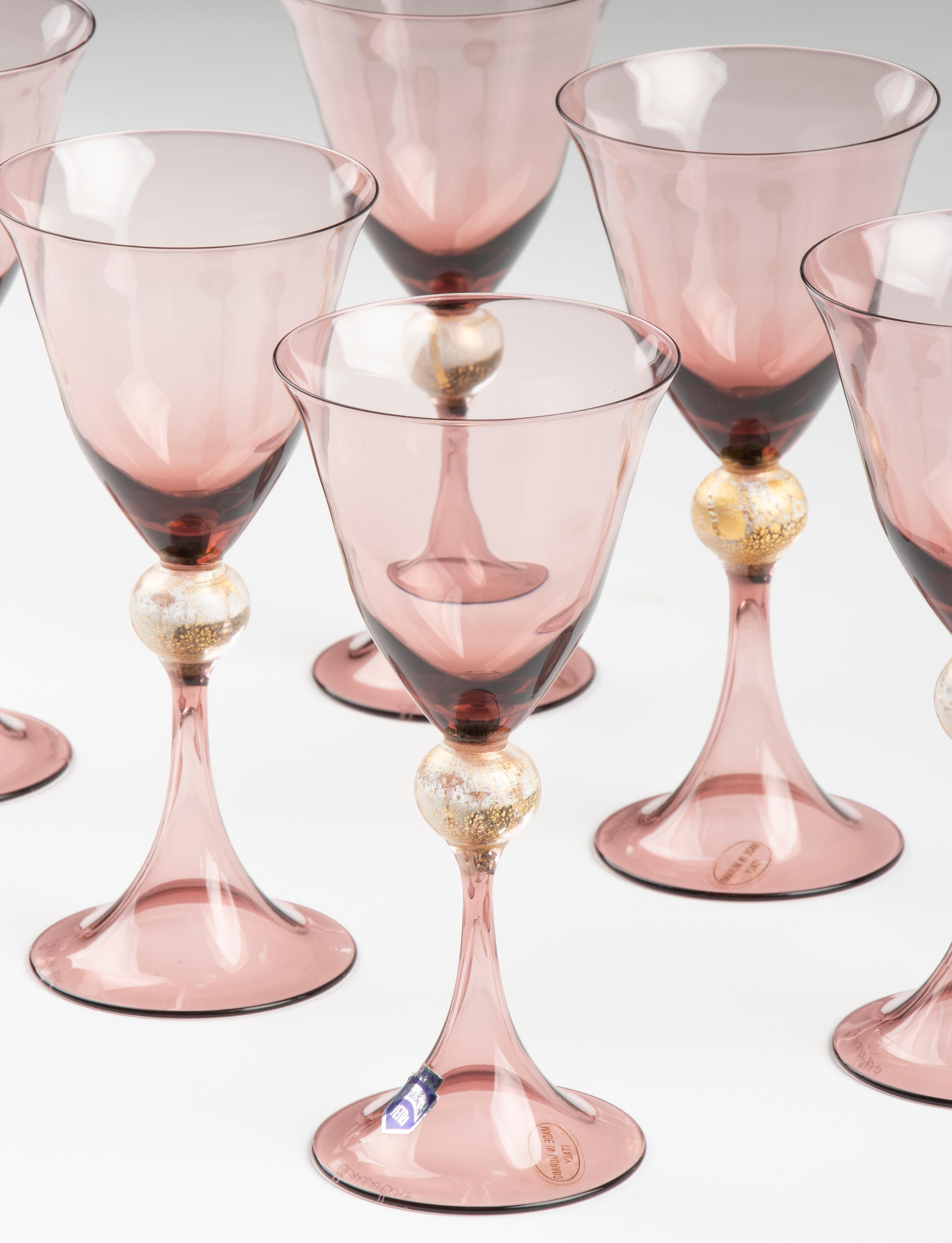 Set of 6 Murano Cenedese Stemmed Wine Glasses  11