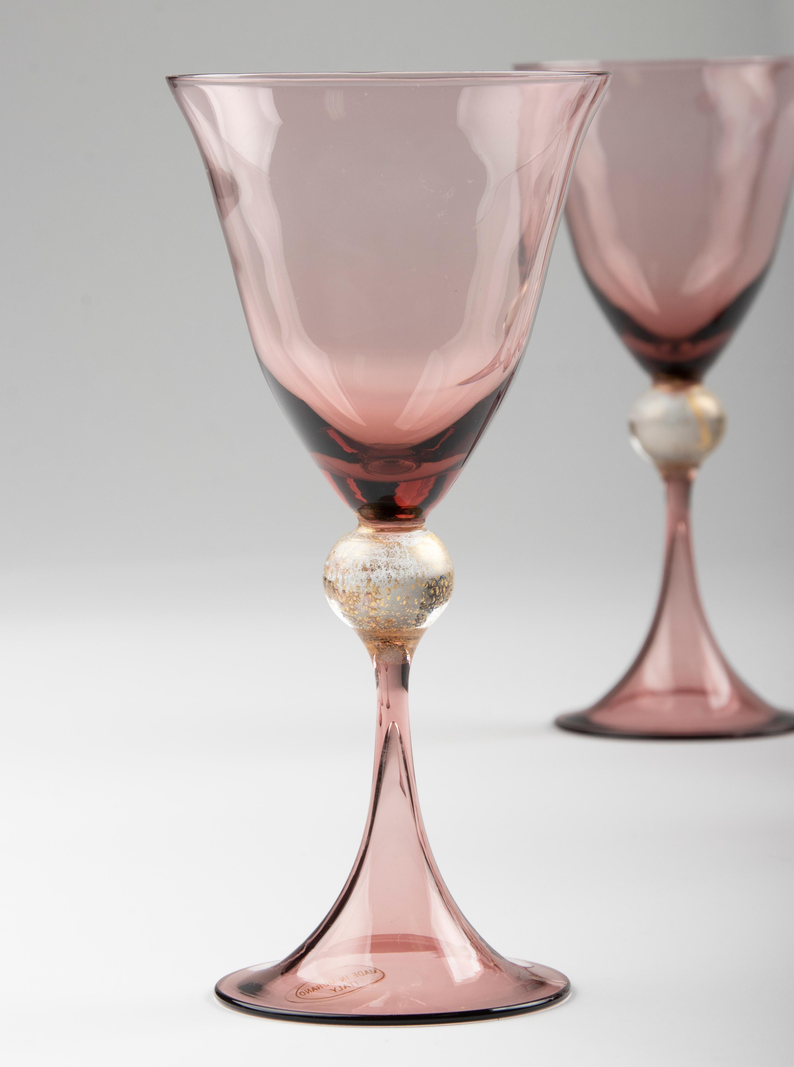 Set of 6 Murano Cenedese Stemmed Wine Glasses  12