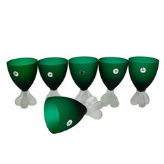 Set of 6 Murano Glass Goblets with Satin Finish, Italy, 1970s