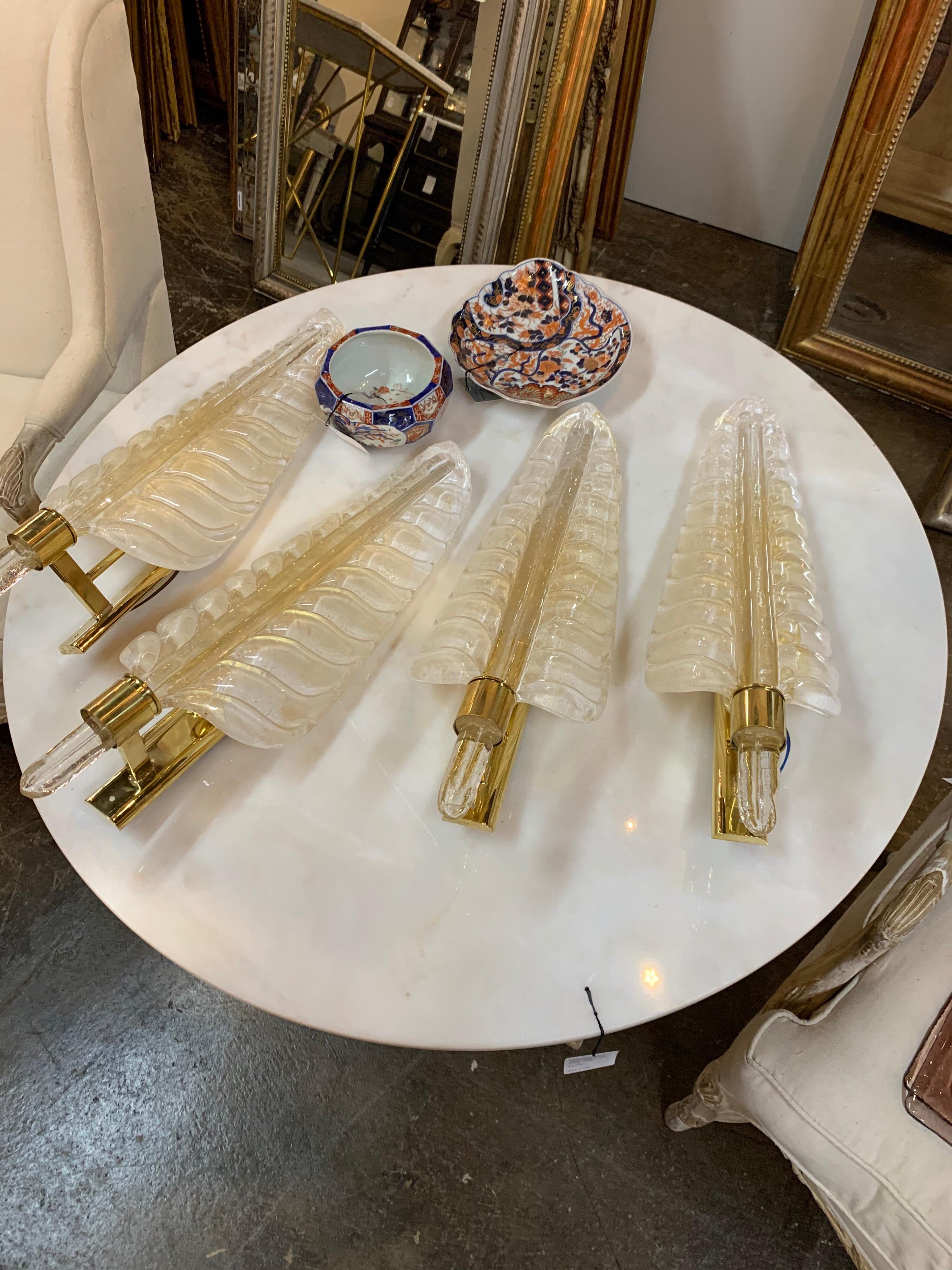 Set of Murano Glass Leaf Form Sconces (Italienisch)