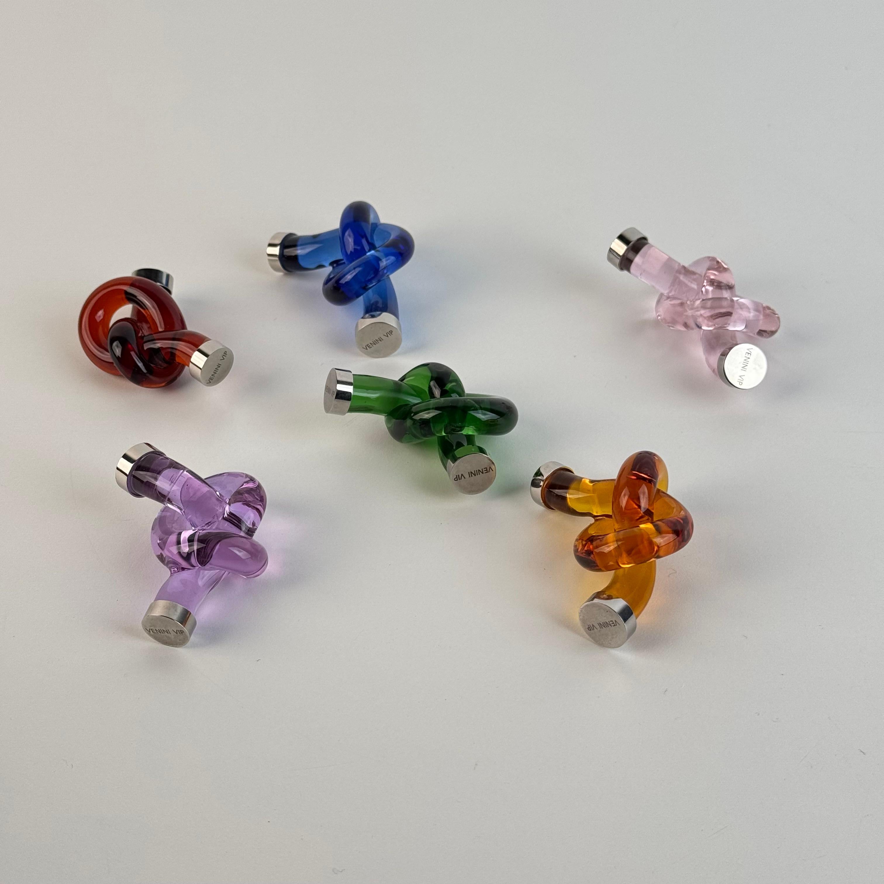 Set of 6 Murano Glass Placeholders by Venini VIP, 1990s — Original Box im Angebot 3