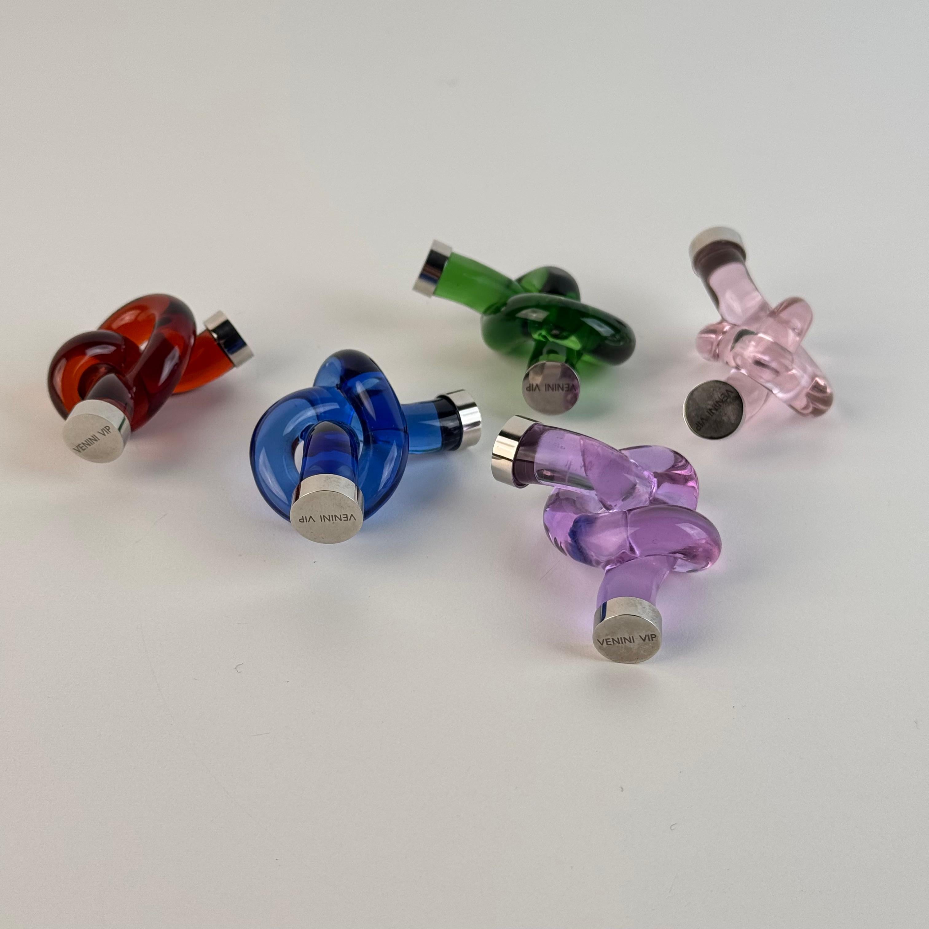 Set of 6 Murano Glass Placeholders by Venini VIP, 1990s — Original Box (Versilberung) im Angebot