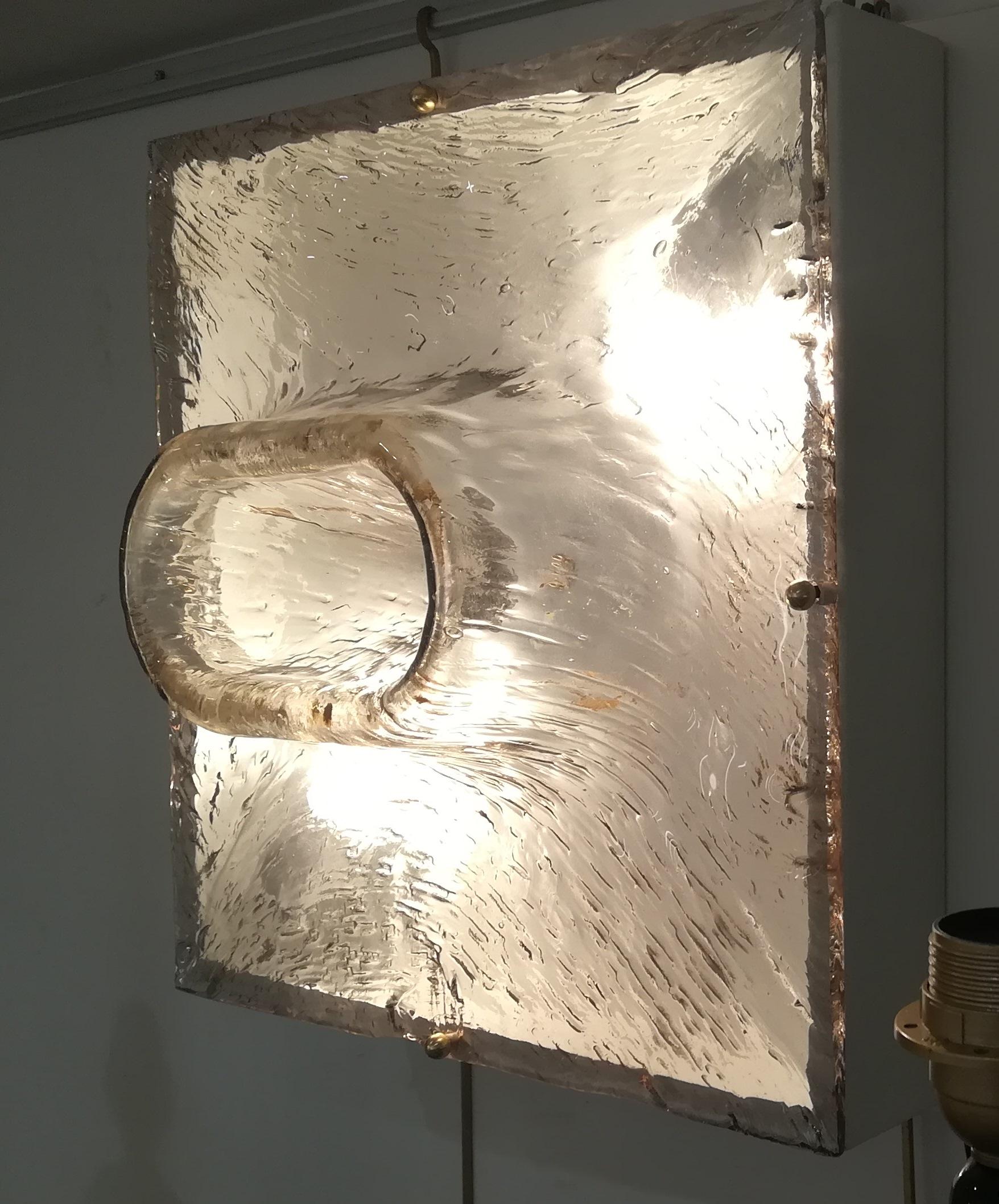 Ensemble de 6 appliques en verre de Murano sur boîte en métal en vente 2