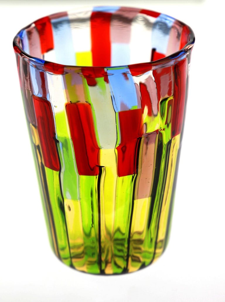 Set of 6 Murano Glass Tumblers, Blooming Field with Poppies and