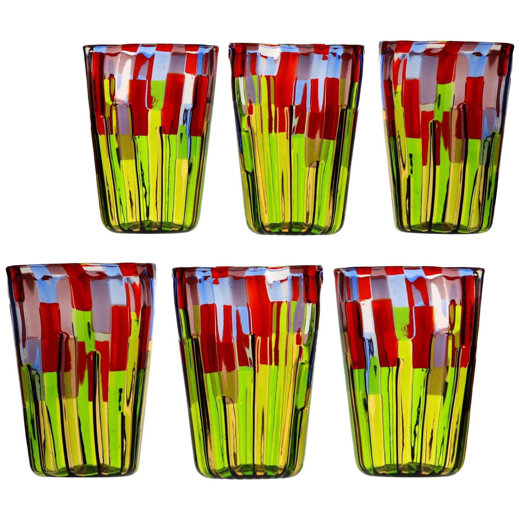 Murano Glass Tumbler, Blooming Field with Poppies and Lavender, unit price