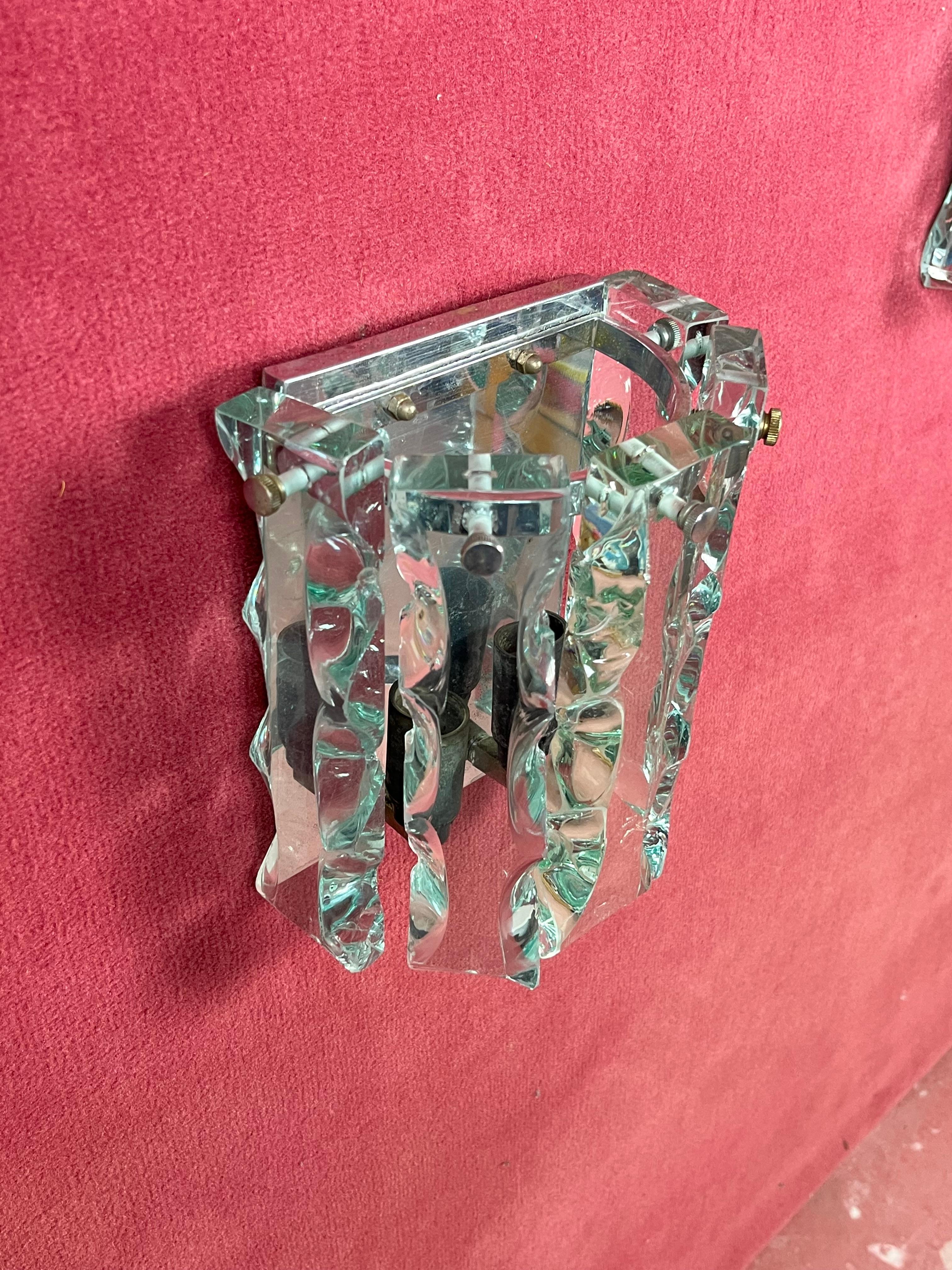 Metal Set of 6 Murano Glass Wall Lamps attributed to P. Chiesa for Fontana Arte, 1960s For Sale