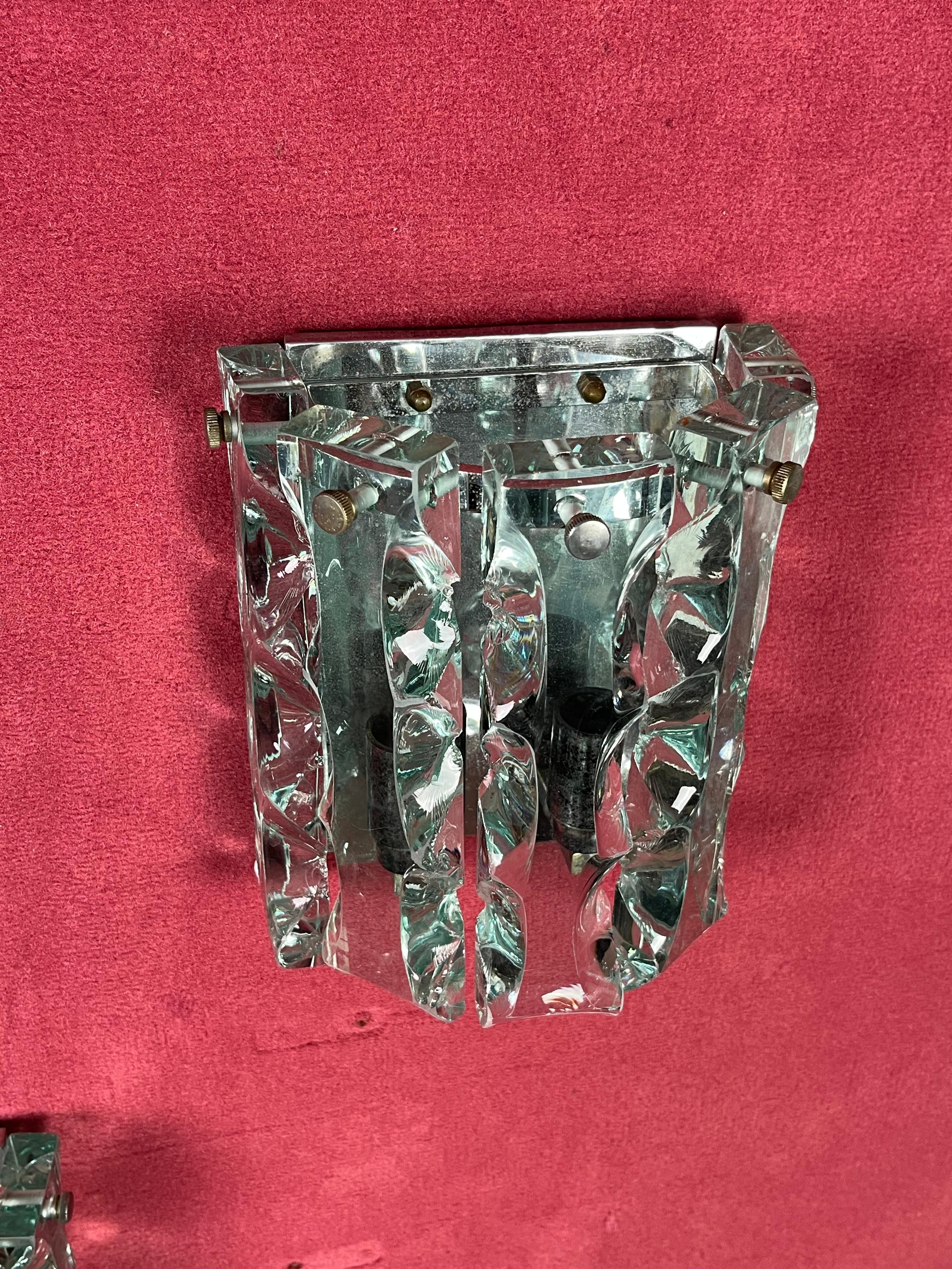 Set of 6 Murano Glass Wall Lamps attributed to P. Chiesa for Fontana Arte, 1960s For Sale 2