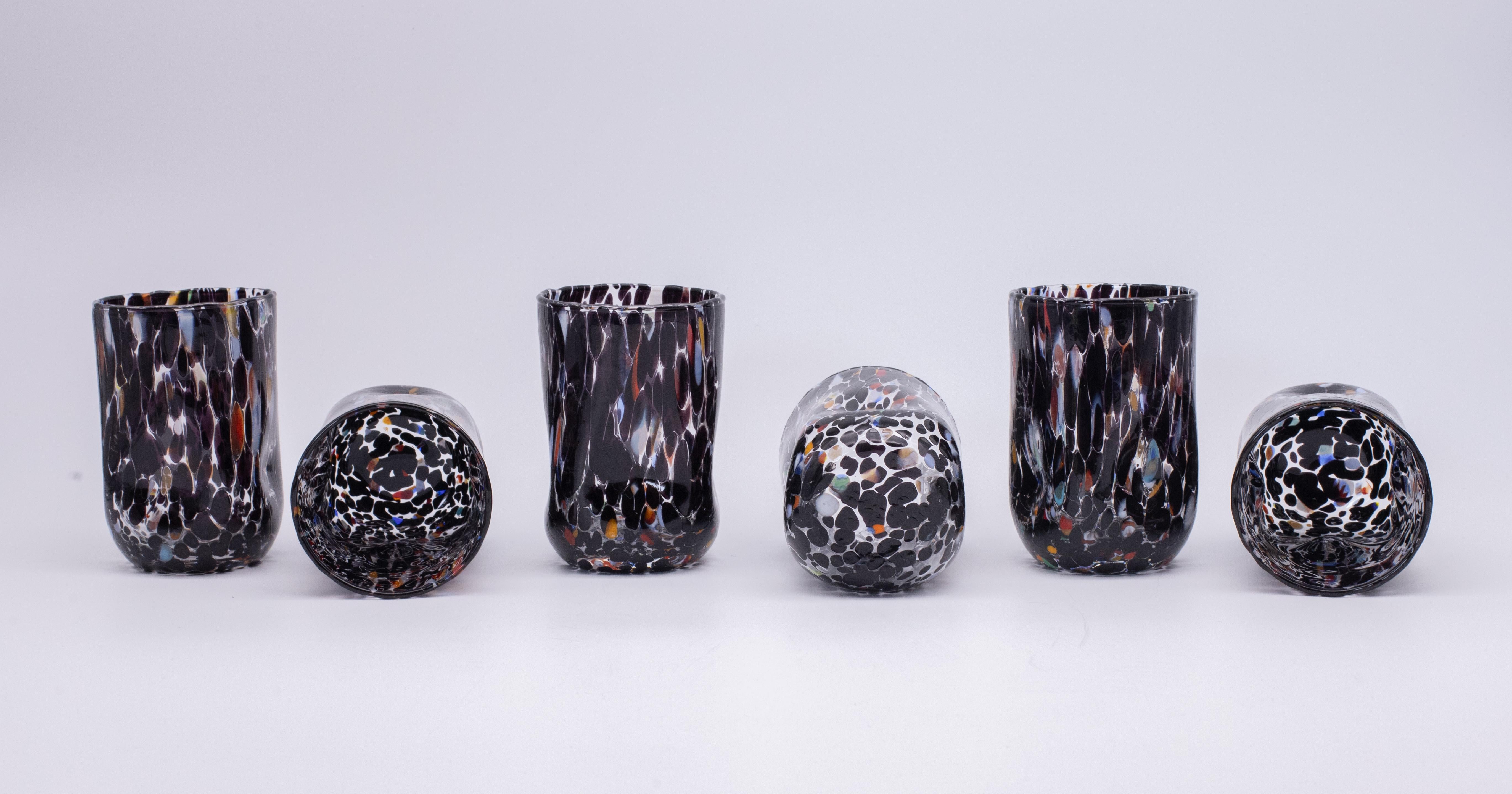 XXIe siècle et contemporain Set de 6 verres Murano couleur 