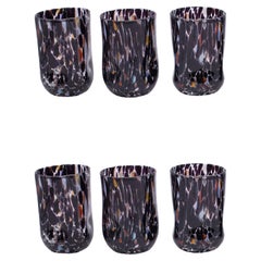 Set de 6 verres Murano couleur "Noir" fait main, verre de Murano Fabriqué en Italie