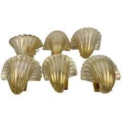 Murano Aventurine Gold Flecked Blown Wall Sconces-Set of Six