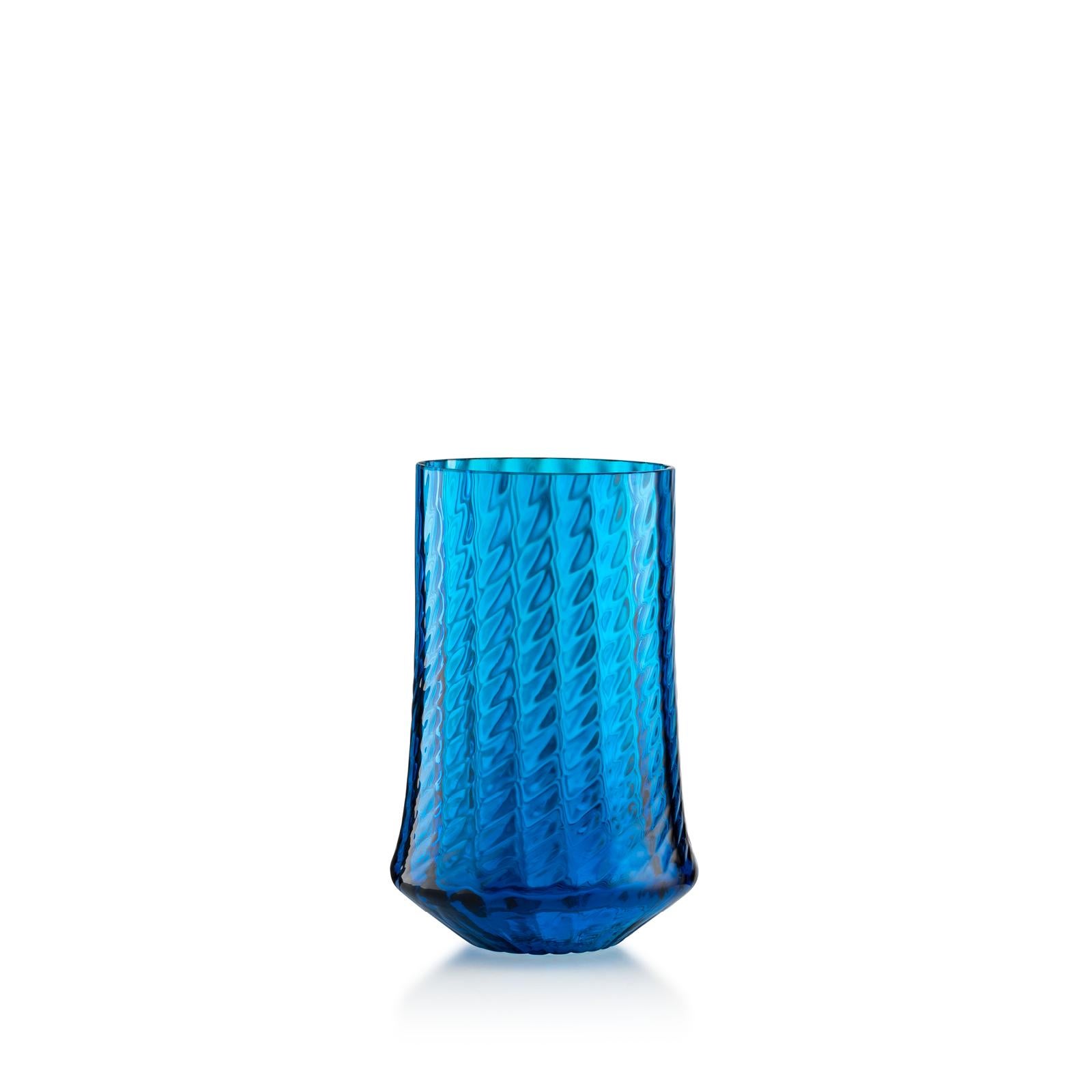 Hand-Crafted Set of 6 Murano Hand-Blown Tall Drink Glasses in Assorted Colors Made in Venice For Sale