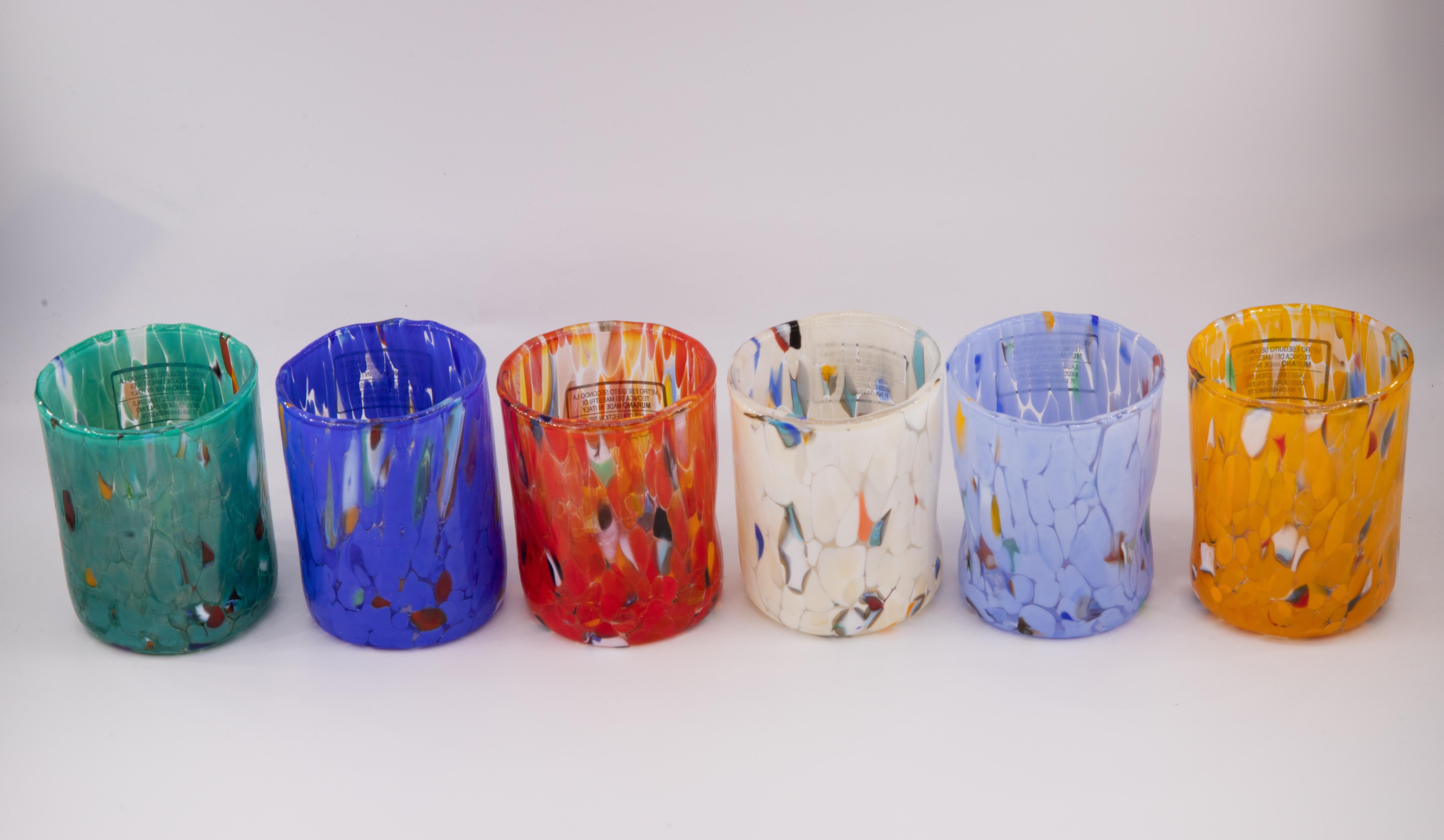 Set of 6 Murano shot glasses color 