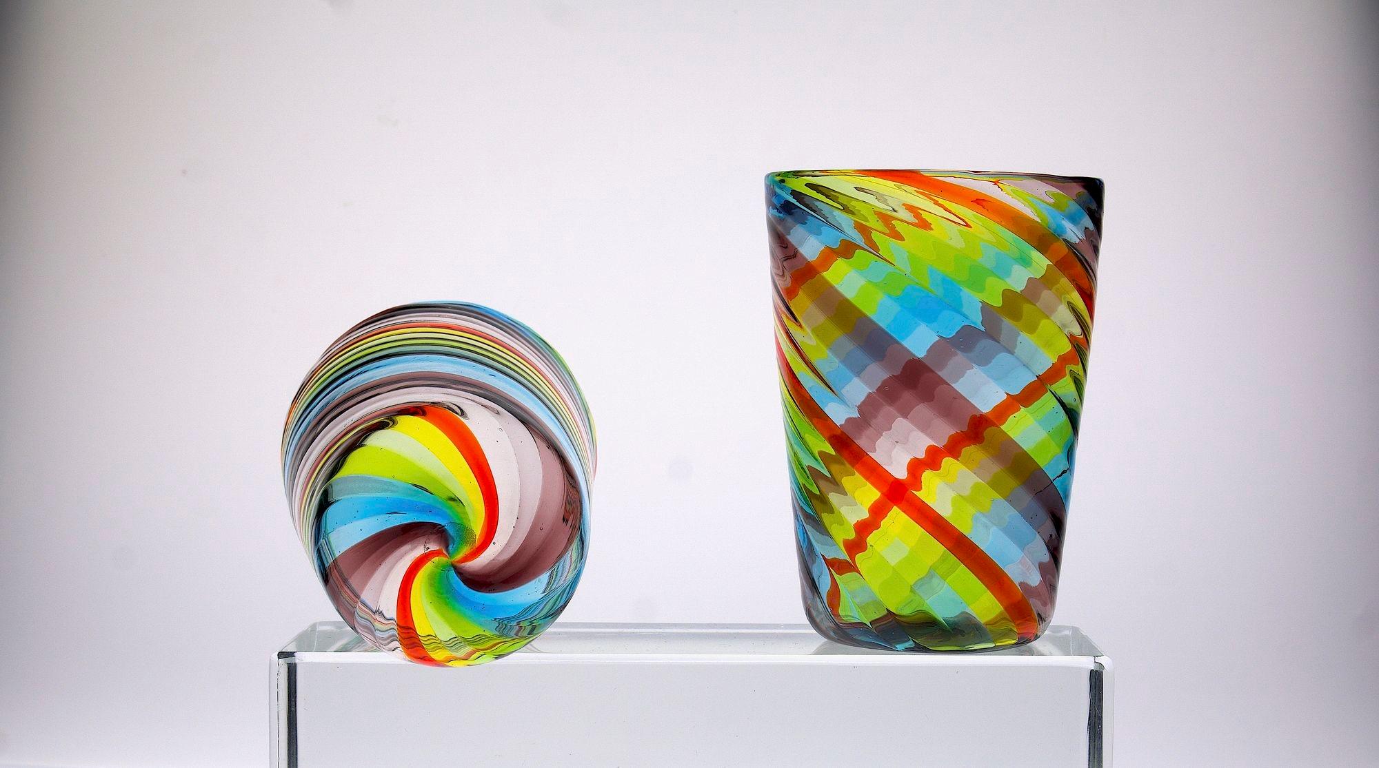 Ensemble de 6 verres de Murano, Tartan, 4 améthystes, 3 bleus, 4 verts, un rouge Ritorto en vente 10