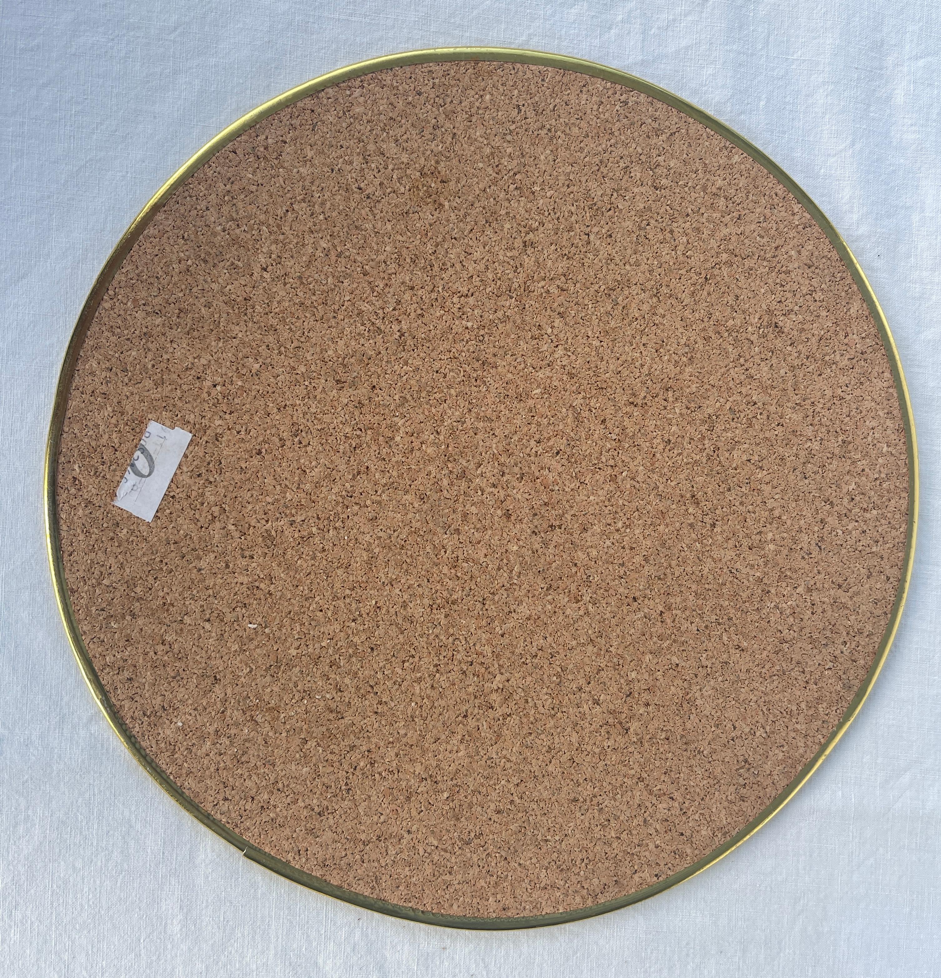 Coquillage Ensemble de 6 porte-serviettes rondes en coquillage Capiz naturel et liège avec bords en laiton en vente