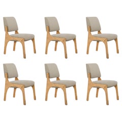Set of 6 natural oak taupe bouclé armless Arches II dining chair by InsidherLand