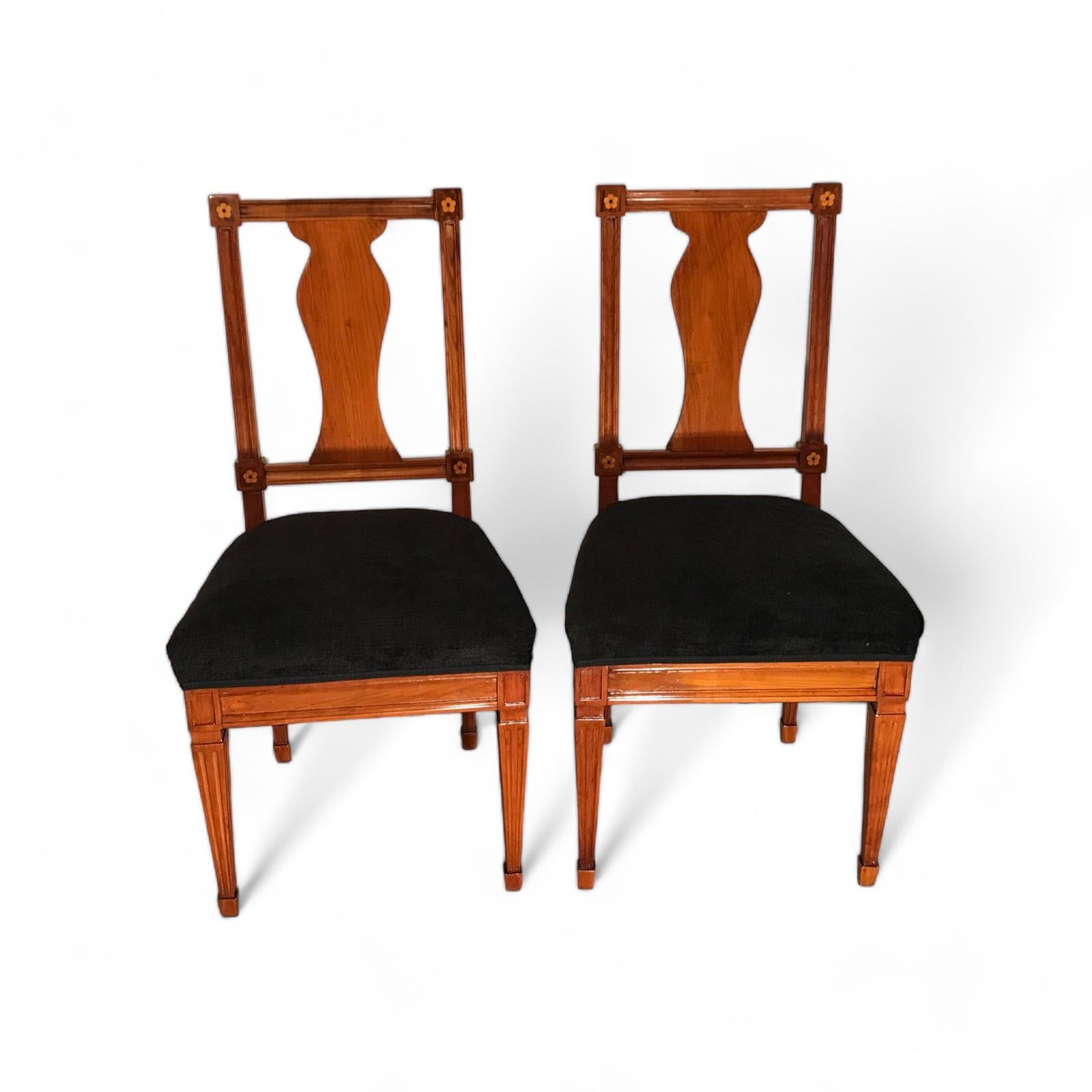 Veneer Set of 6 Neoclassical Chairs, Germany 1800 For Sale