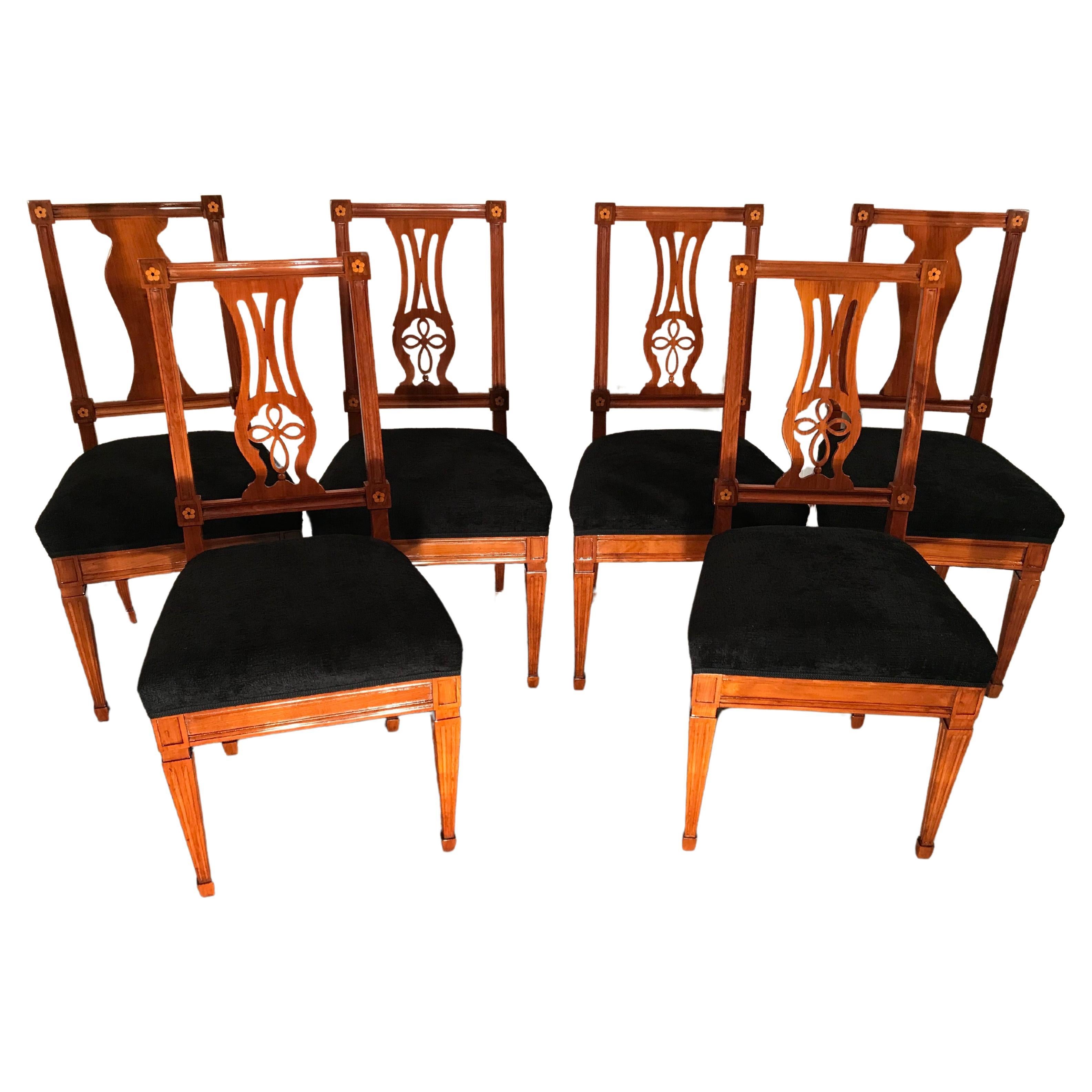 Satz von 6 neoklassizistischen Stühlen, Deutschland 1800 im Angebot