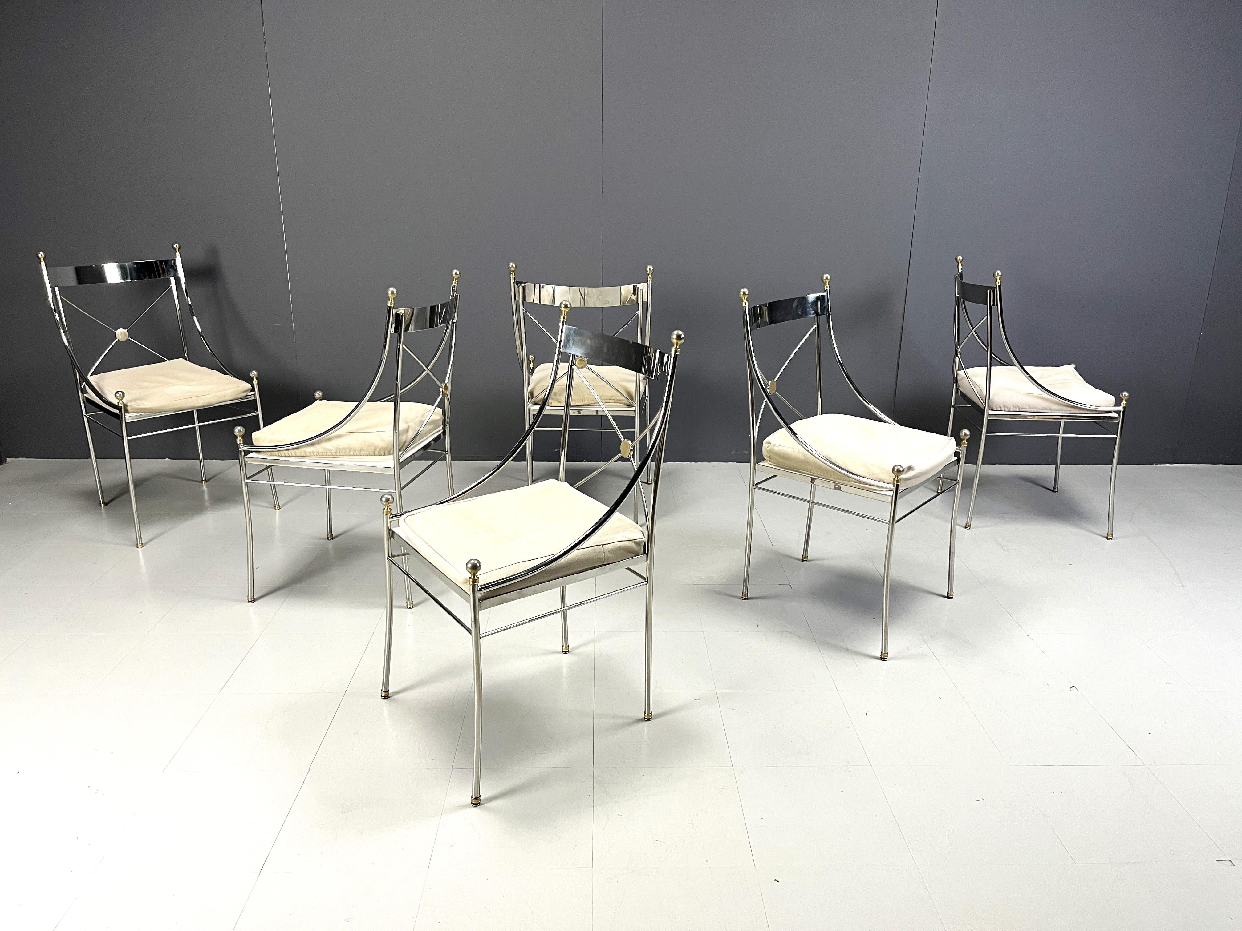Set of 6 neoclassical dining chairs by Belgochrom, 1970s 3