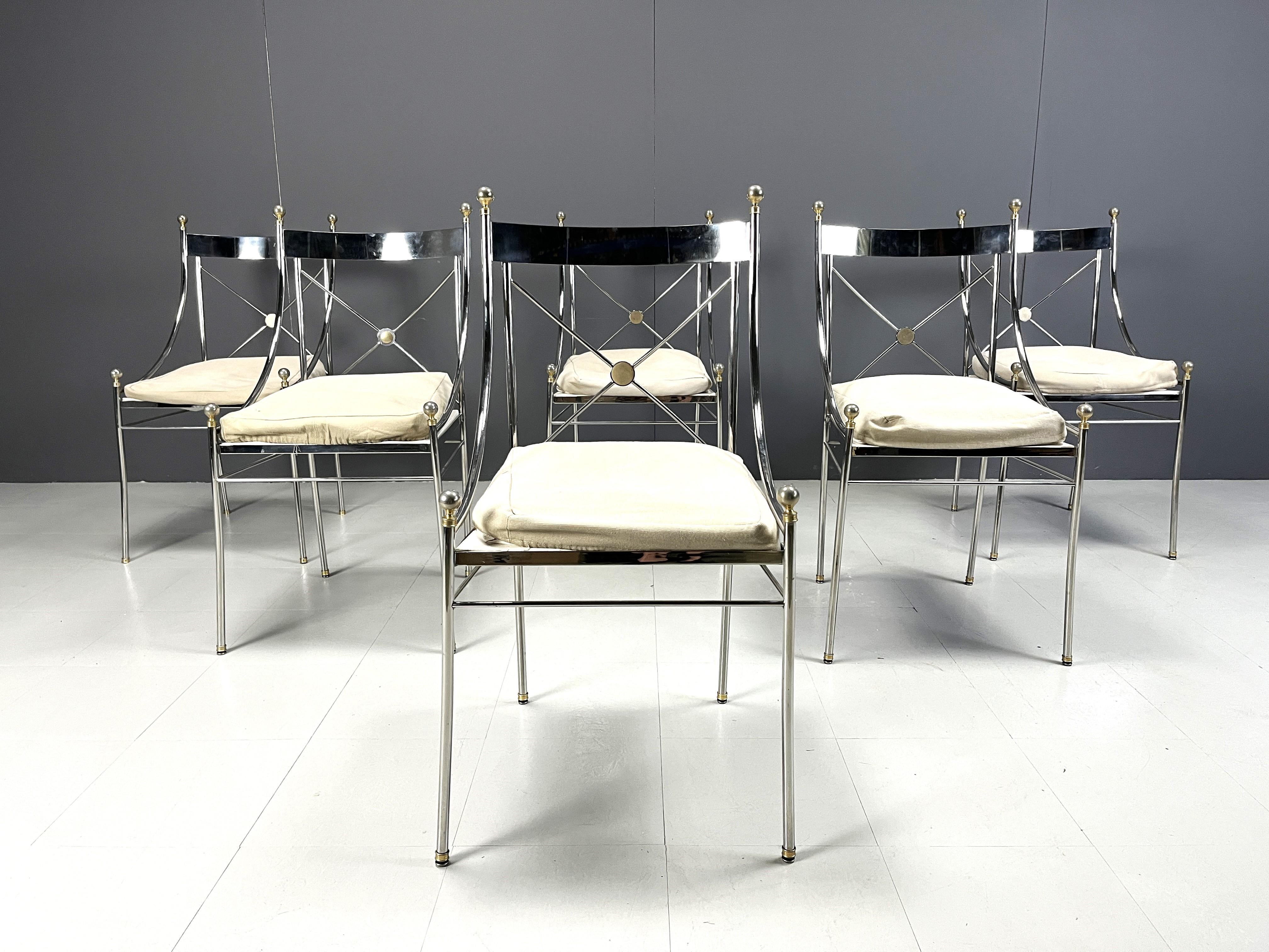 Neoclassical Set of 6 neoclassical dining chairs by Belgochrom, 1970s