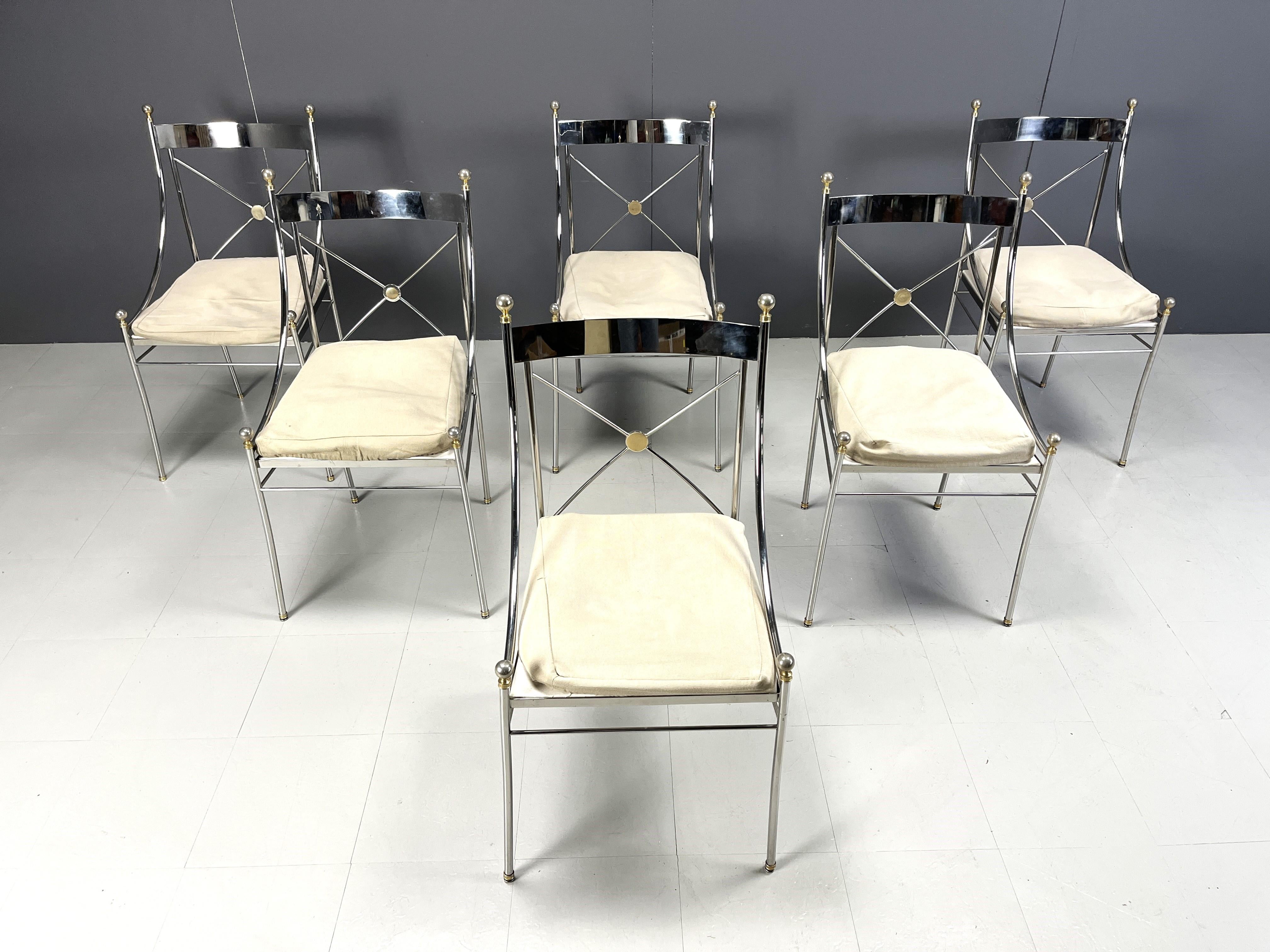 Set of 6 neoclassical dining chairs by Belgochrom, 1970s In Good Condition In Leuven, Vlaams Gewest