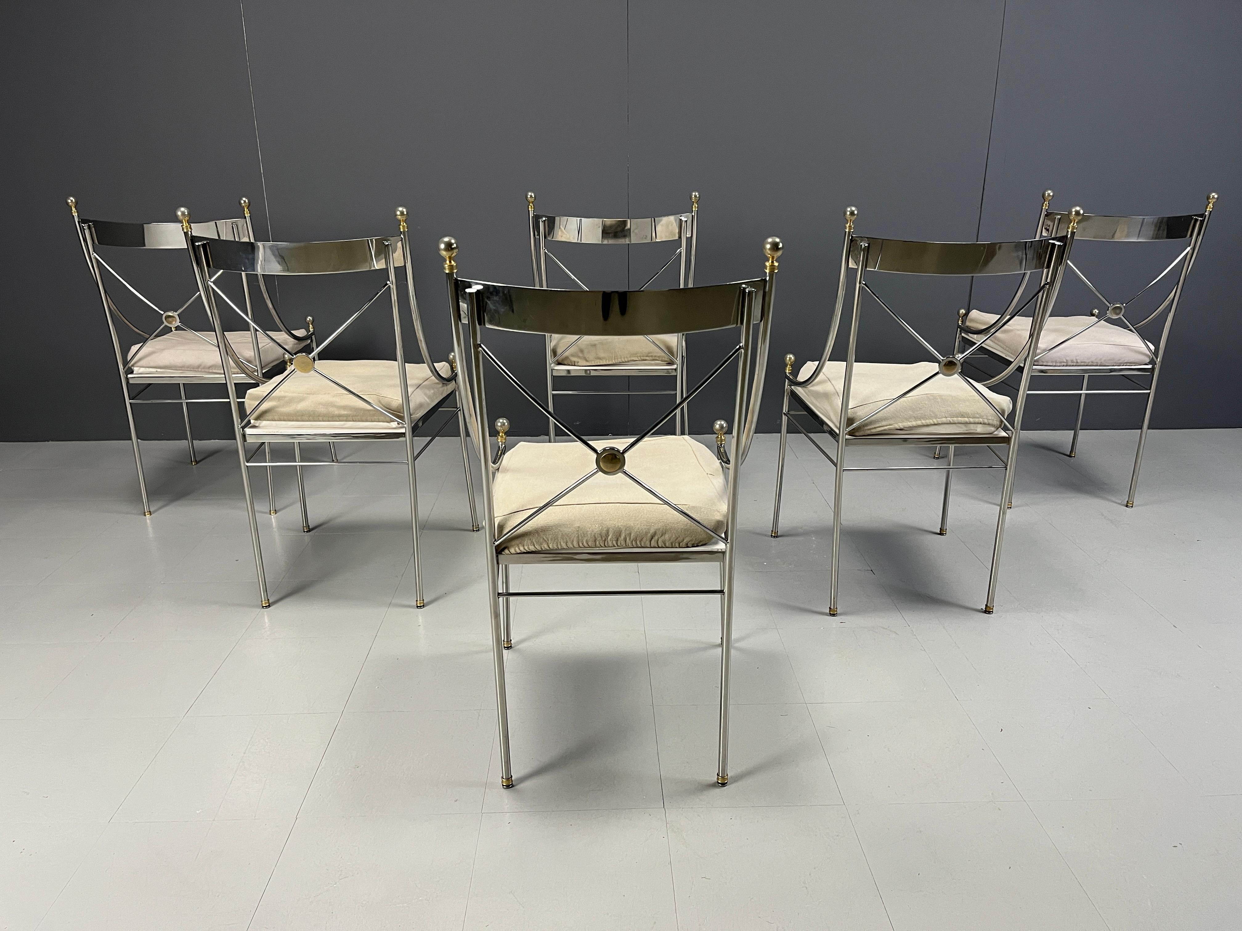 Late 20th Century Set of 6 neoclassical dining chairs by Belgochrom, 1970s