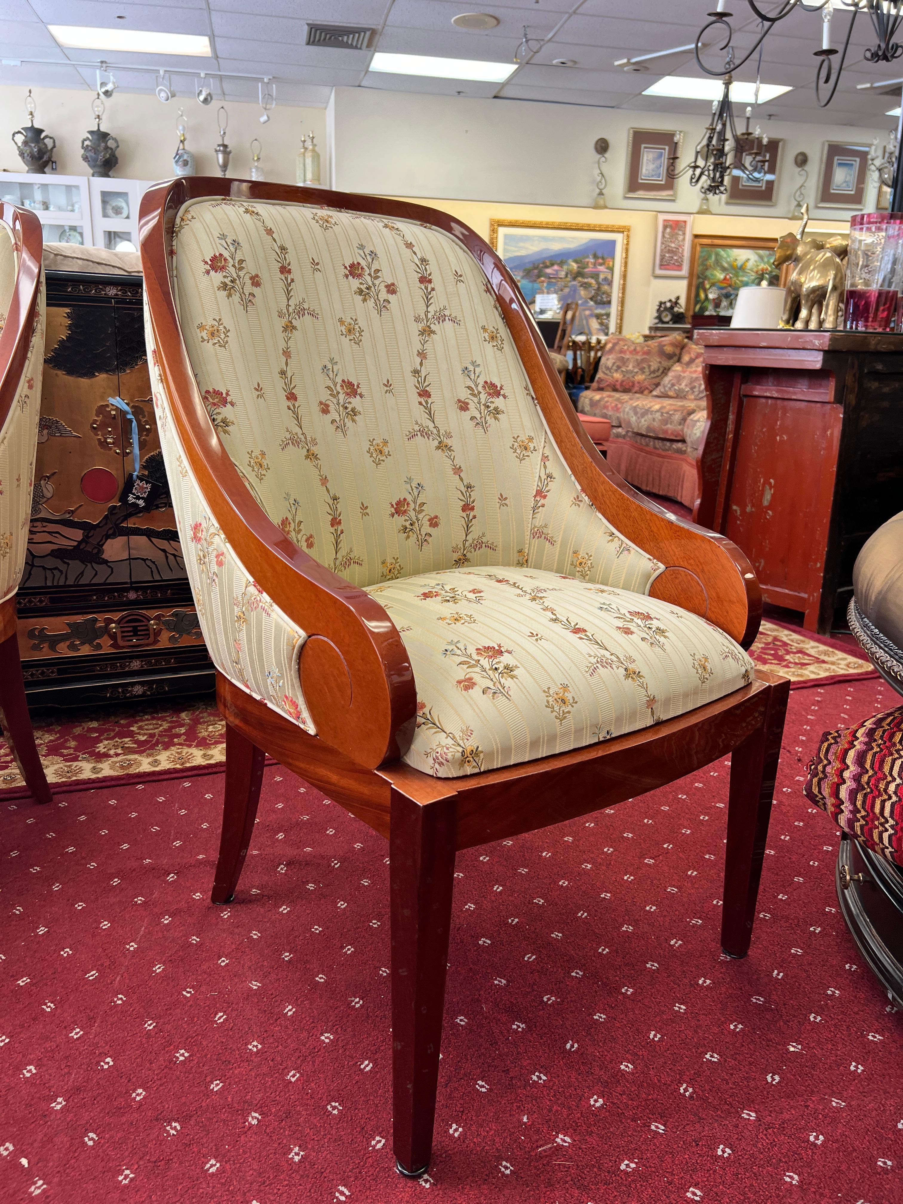 Textile Set of 6 English Art Deco Dining Chairs For Sale