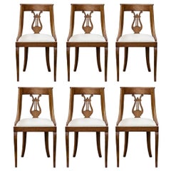 Set of 6 Neoclassical Style Lyre Back Chairs