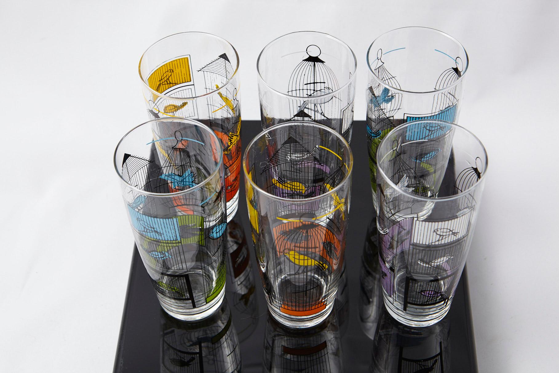 Set of 6 New Colorful Glasses in Original Box, Belgium, 1950s In Excellent Condition In Pau, FR