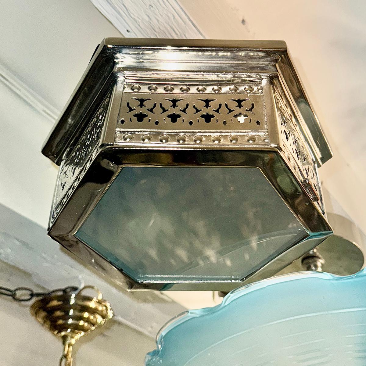 Mid-20th Century Set of 6 Nickel Plated Light Fixtures. Sold Individually For Sale