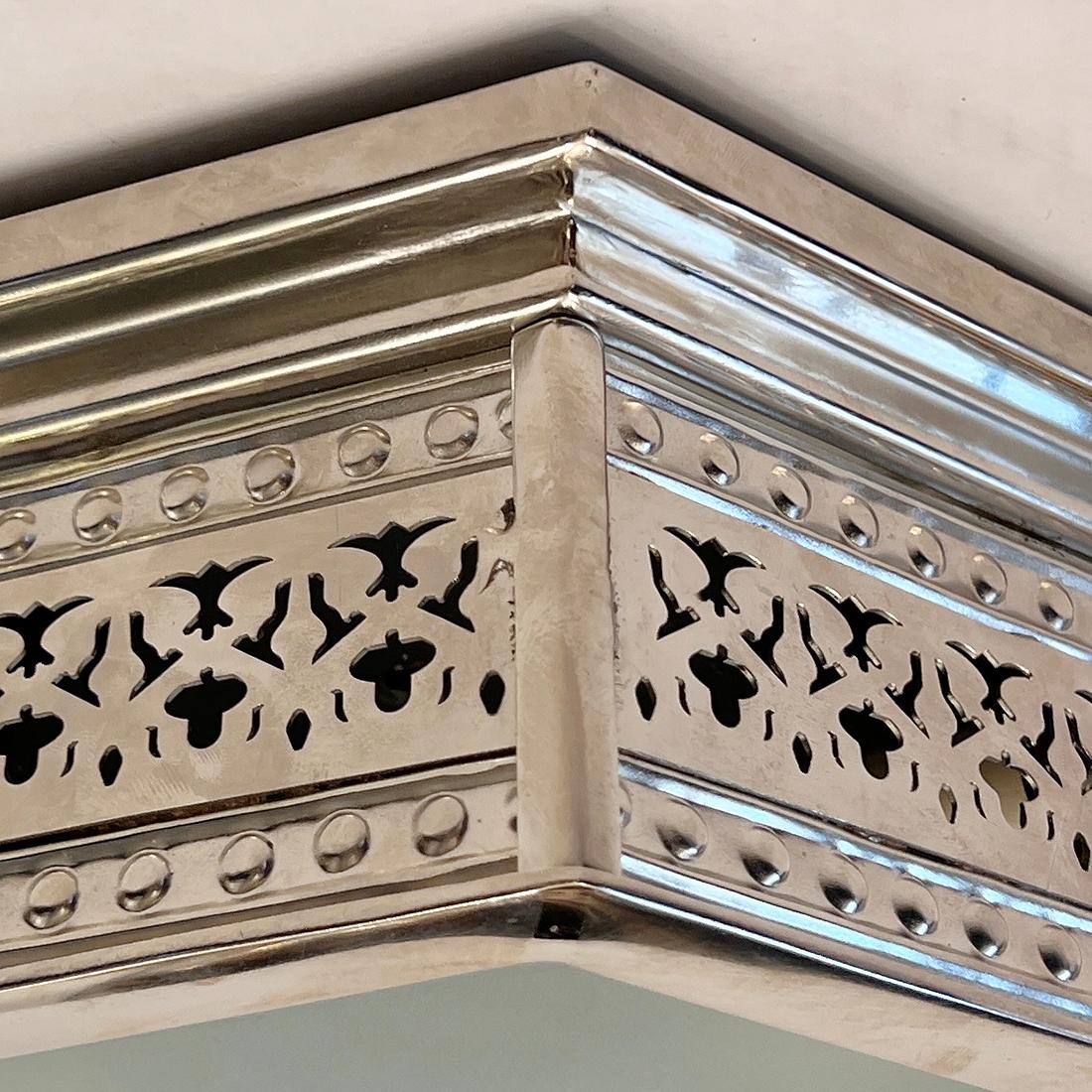Glass Set of 9 Nickel Plated Light Fixtures. Sold Individually For Sale
