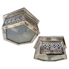 Set of 6 Nickel Plated Light Fixtures. Sold Individually