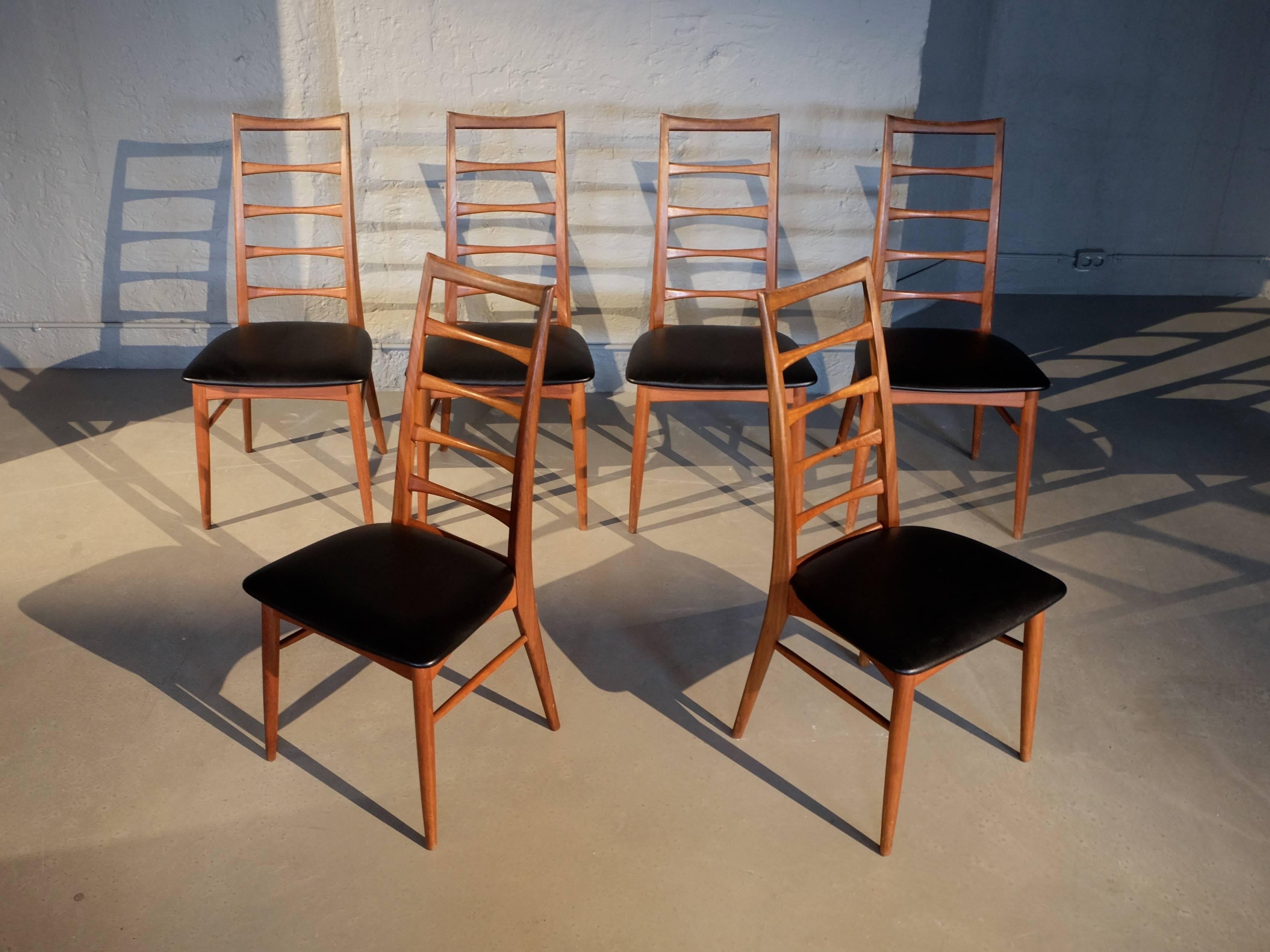 Danish Set of Six Niels Koefoed Dining Room Chairs, Denmark 1960s For Sale