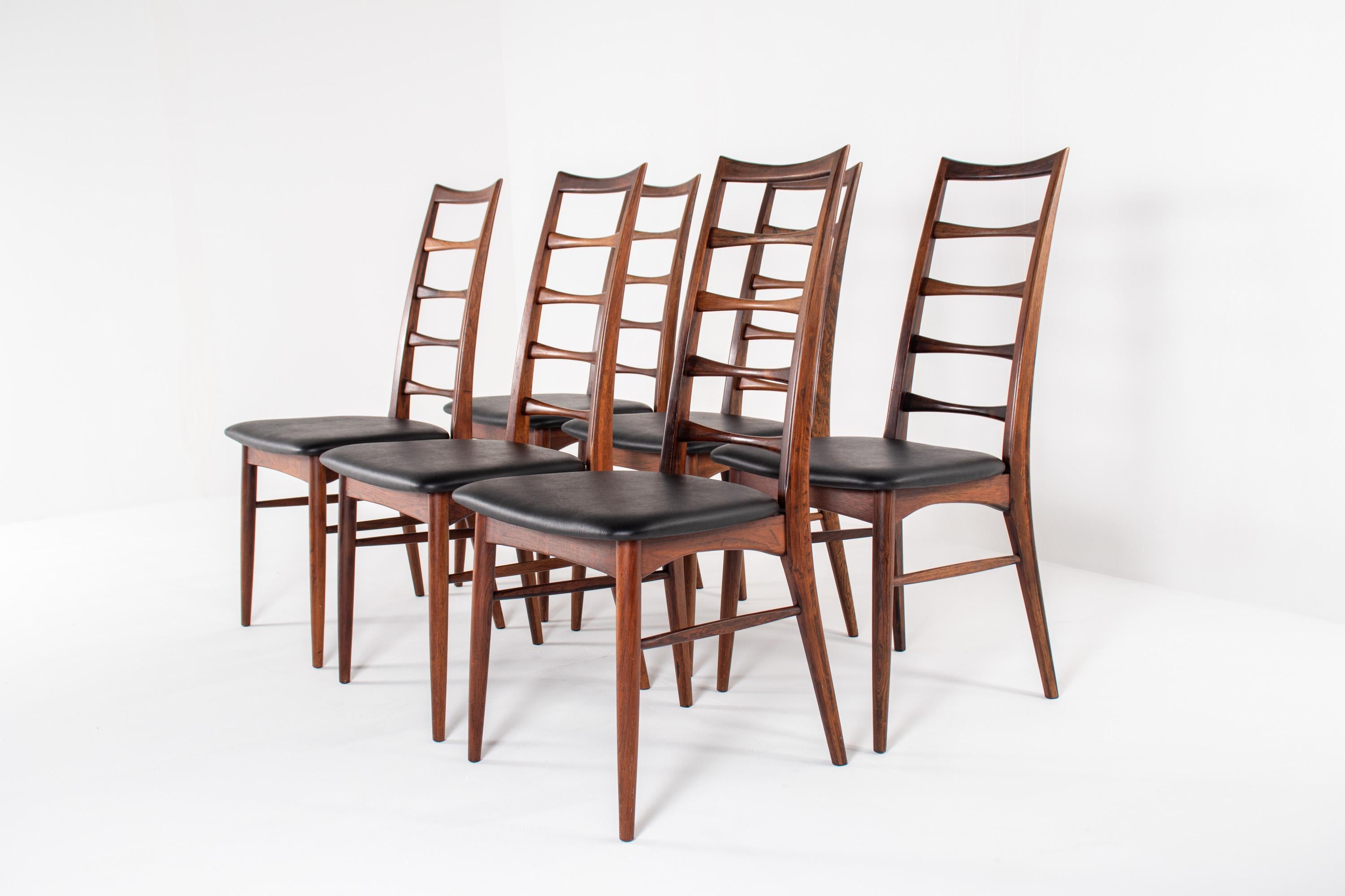 Set of 6 Niels Koefoed “Lis” Dining Chairs for Hornslet Møbelfabrik, Denmark (Moderne der Mitte des Jahrhunderts) im Angebot