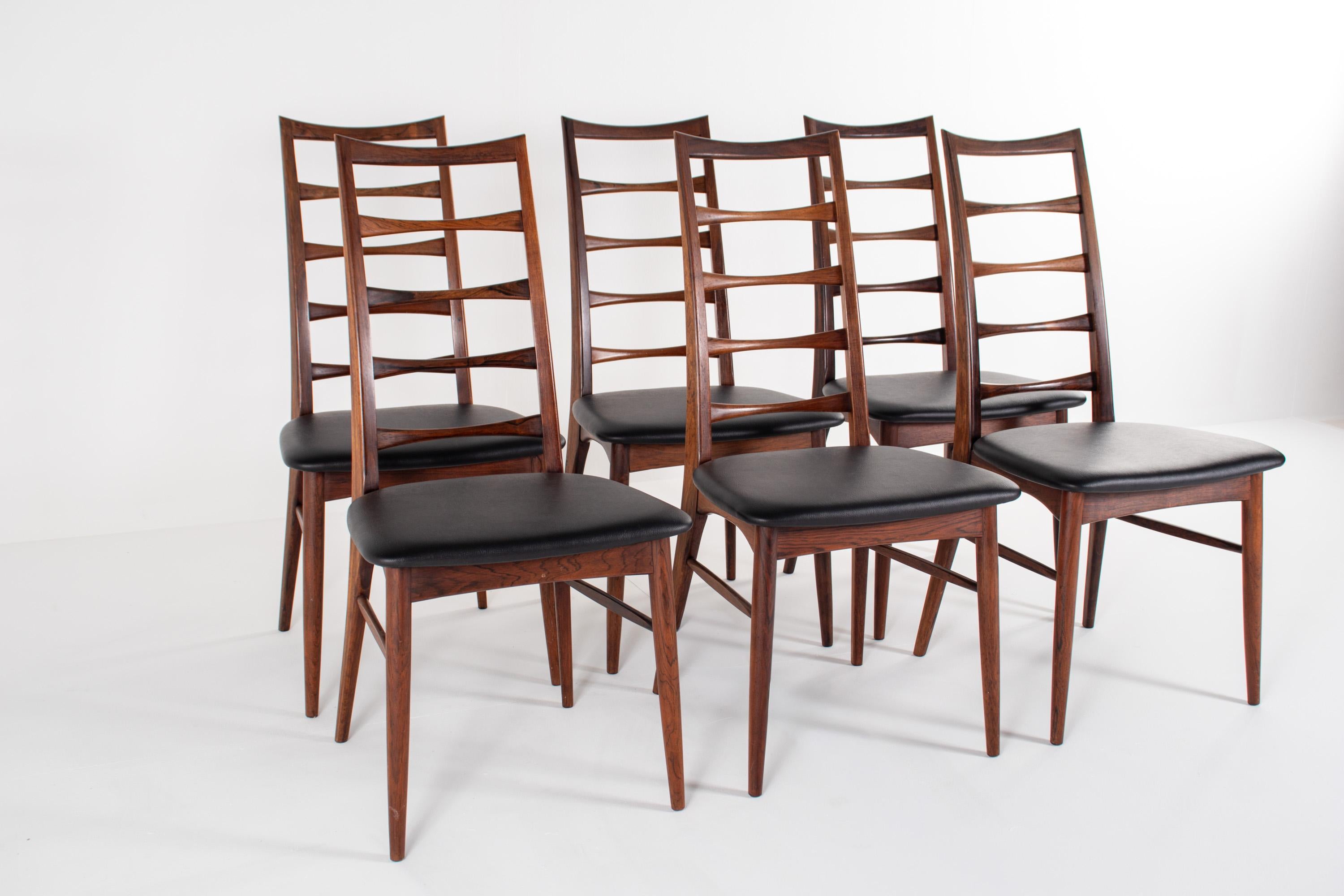 Set of 6 Niels Koefoed “Lis” Dining Chairs for Hornslet Møbelfabrik, Denmark im Zustand „Gut“ im Angebot in BERKEL EN RODENRIJS, NL