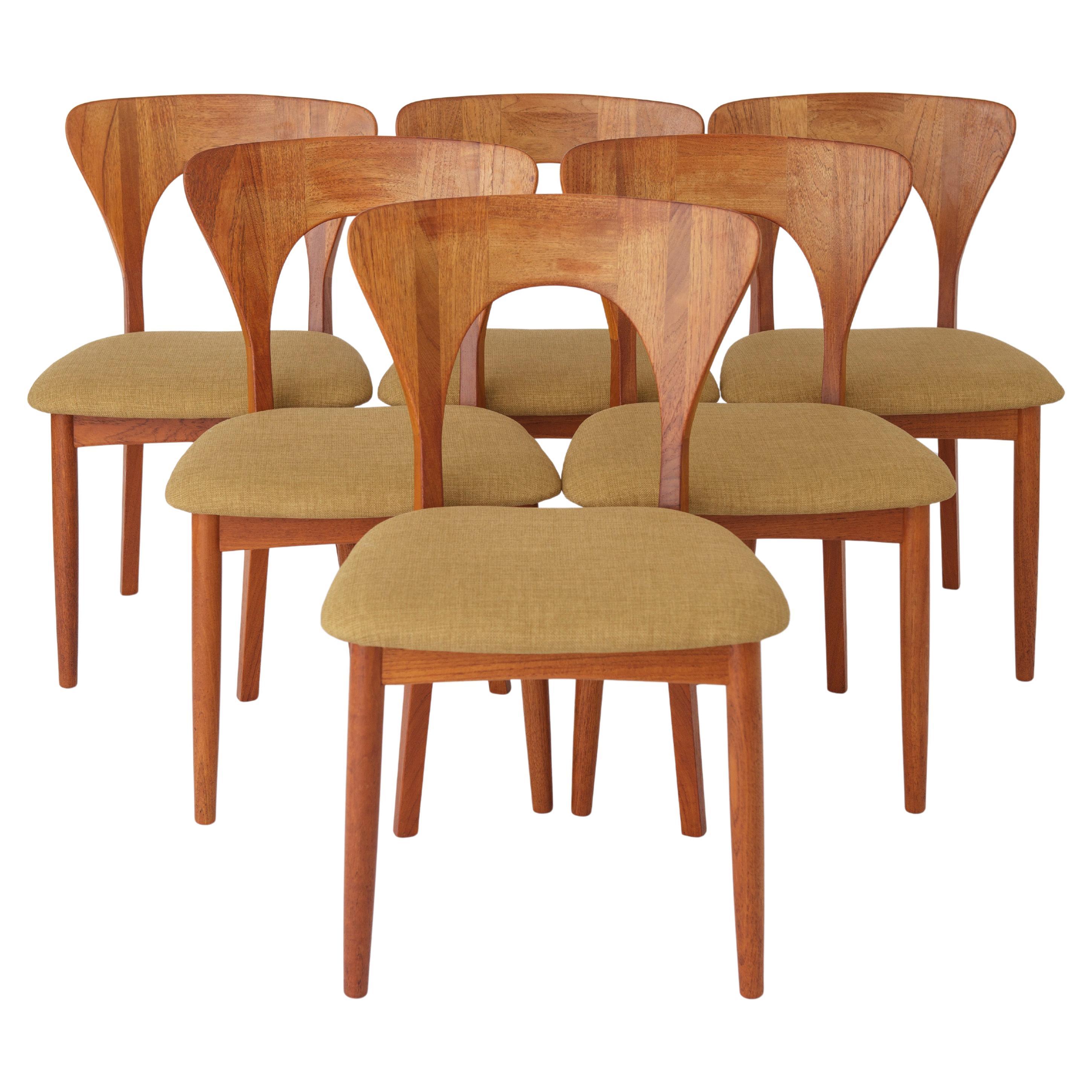 Set di 6 sedie da pranzo in teak Niels Koefoed "Peters", Danimarca, anni '60-'70  Danese in vendita
