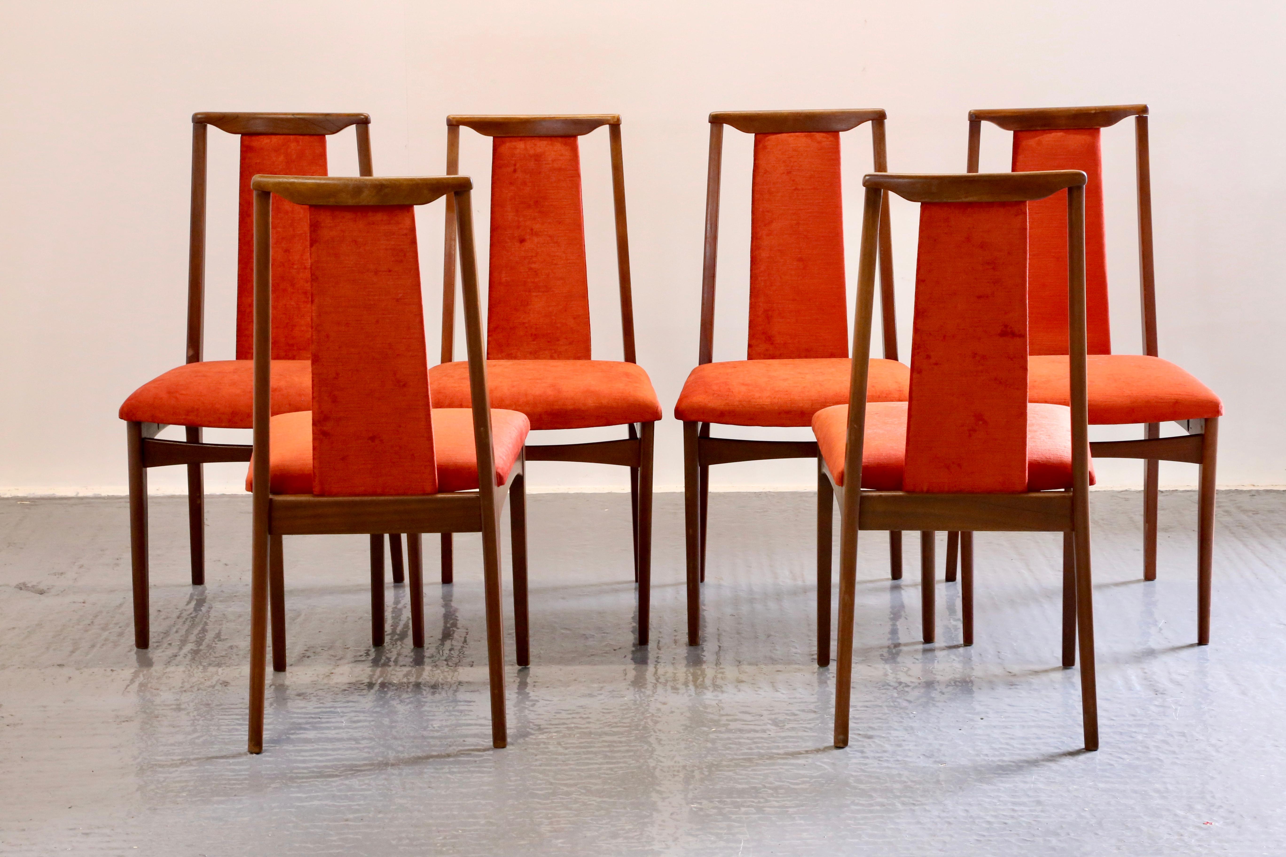 Minimalist Set of 6 Niels Kofoed Style Danish Mid Century Modern Teak Dining Chairs For Sale