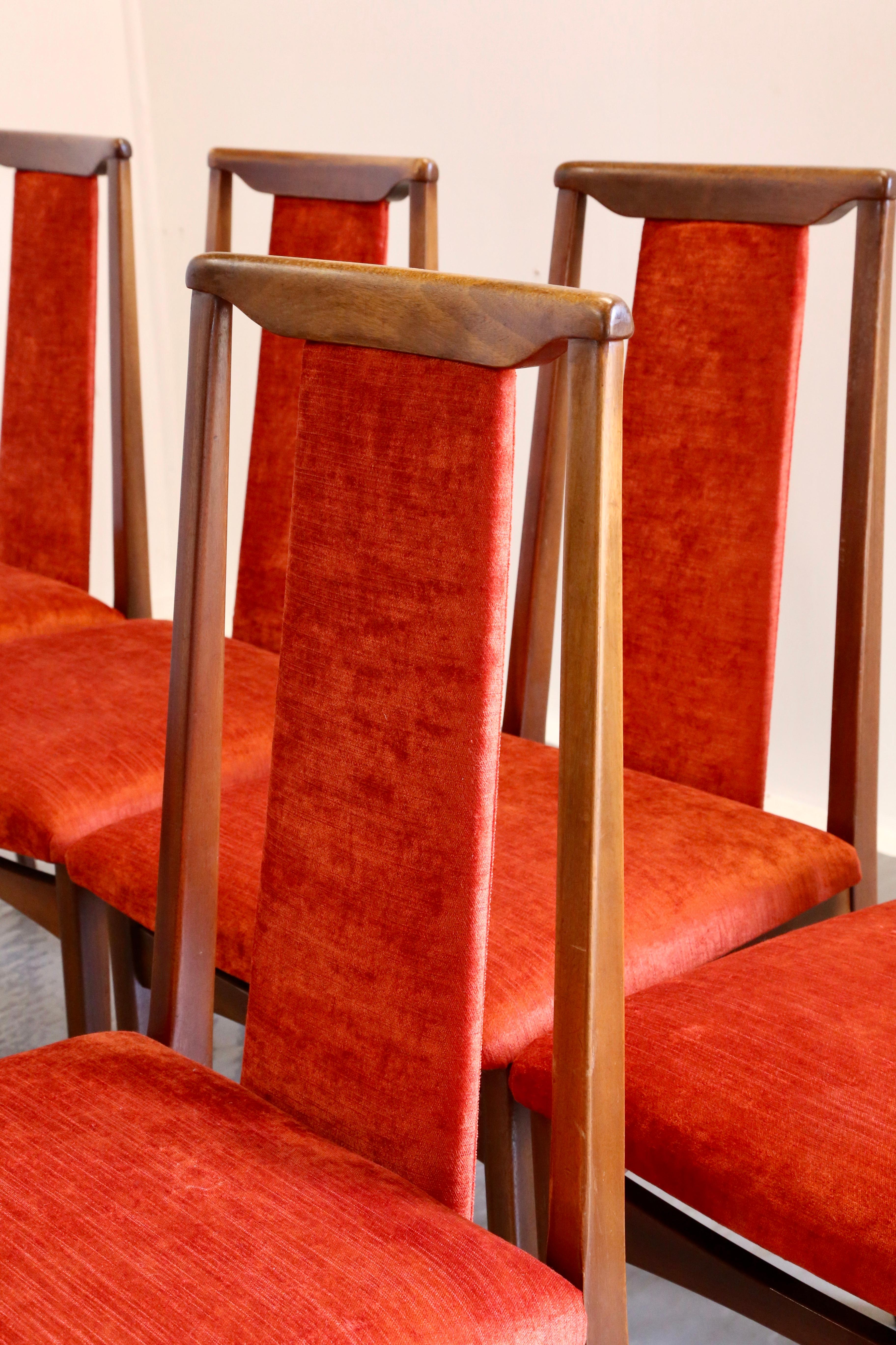 British Set of 6 Niels Kofoed Style Danish Mid Century Modern Teak Dining Chairs For Sale