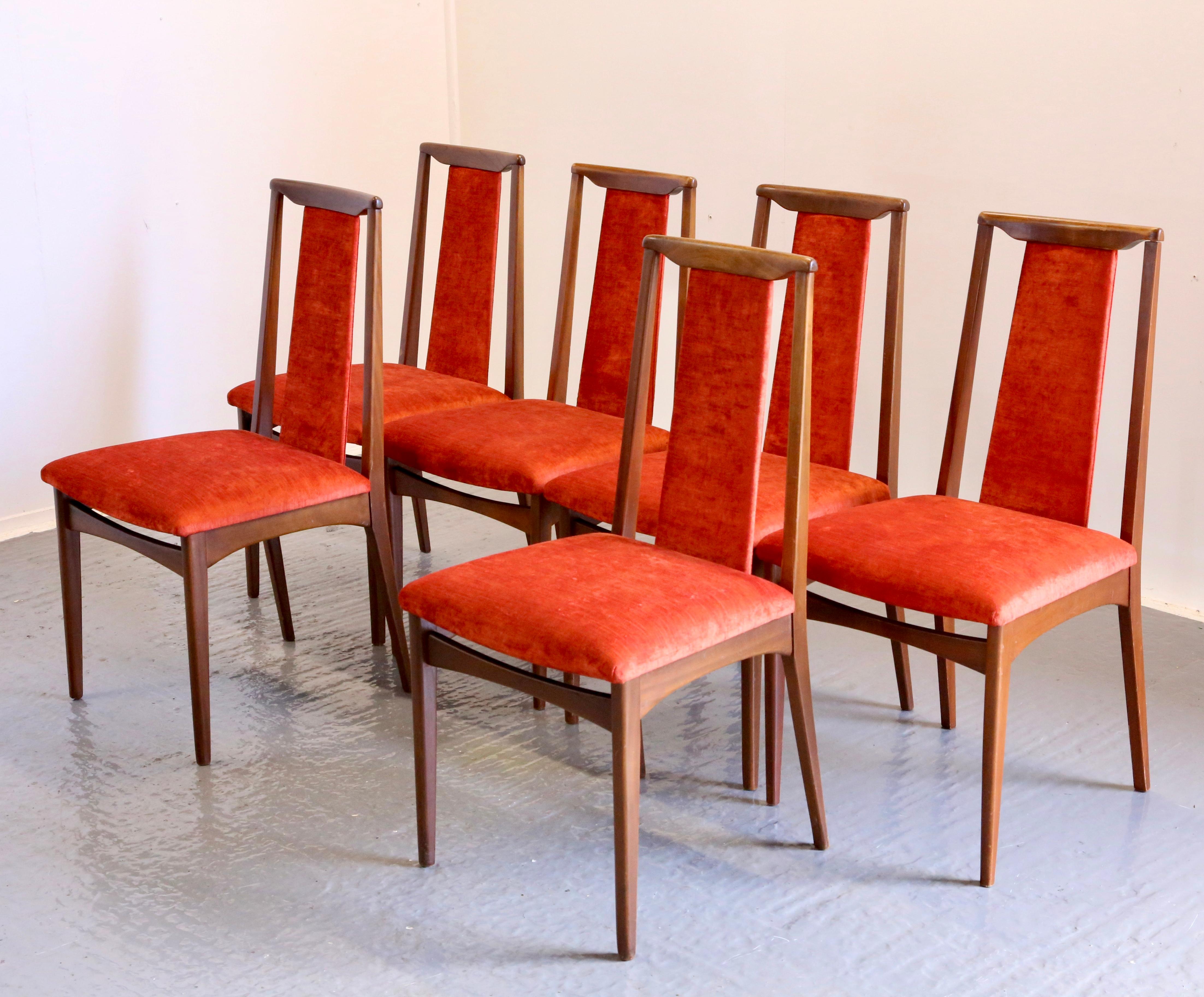 20th Century Set of 6 Niels Kofoed Style Danish Mid Century Modern Teak Dining Chairs For Sale