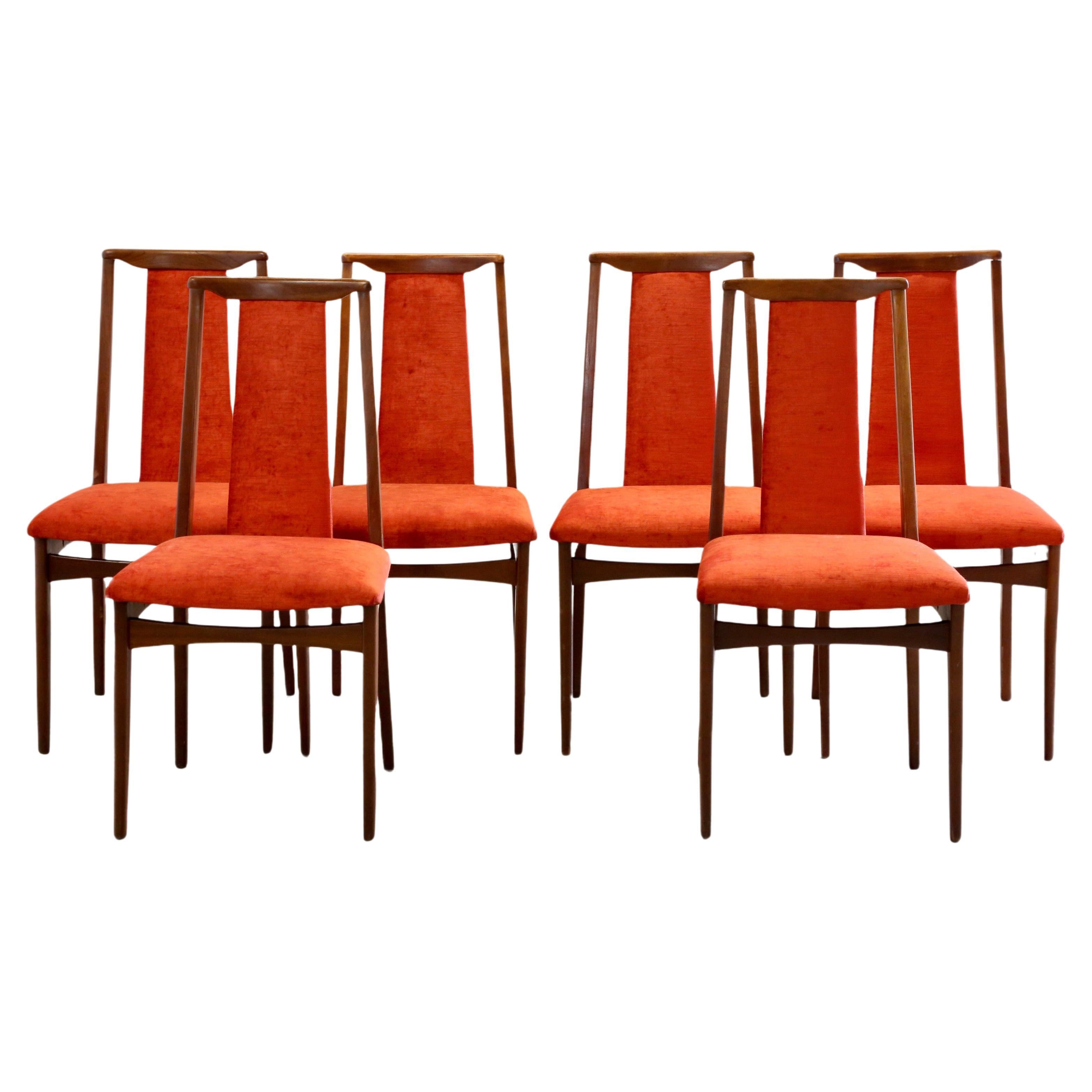 Ensemble de 6 chaises de salle à manger danoises en teck de style Niels Kofoed, mi-siècle moderne