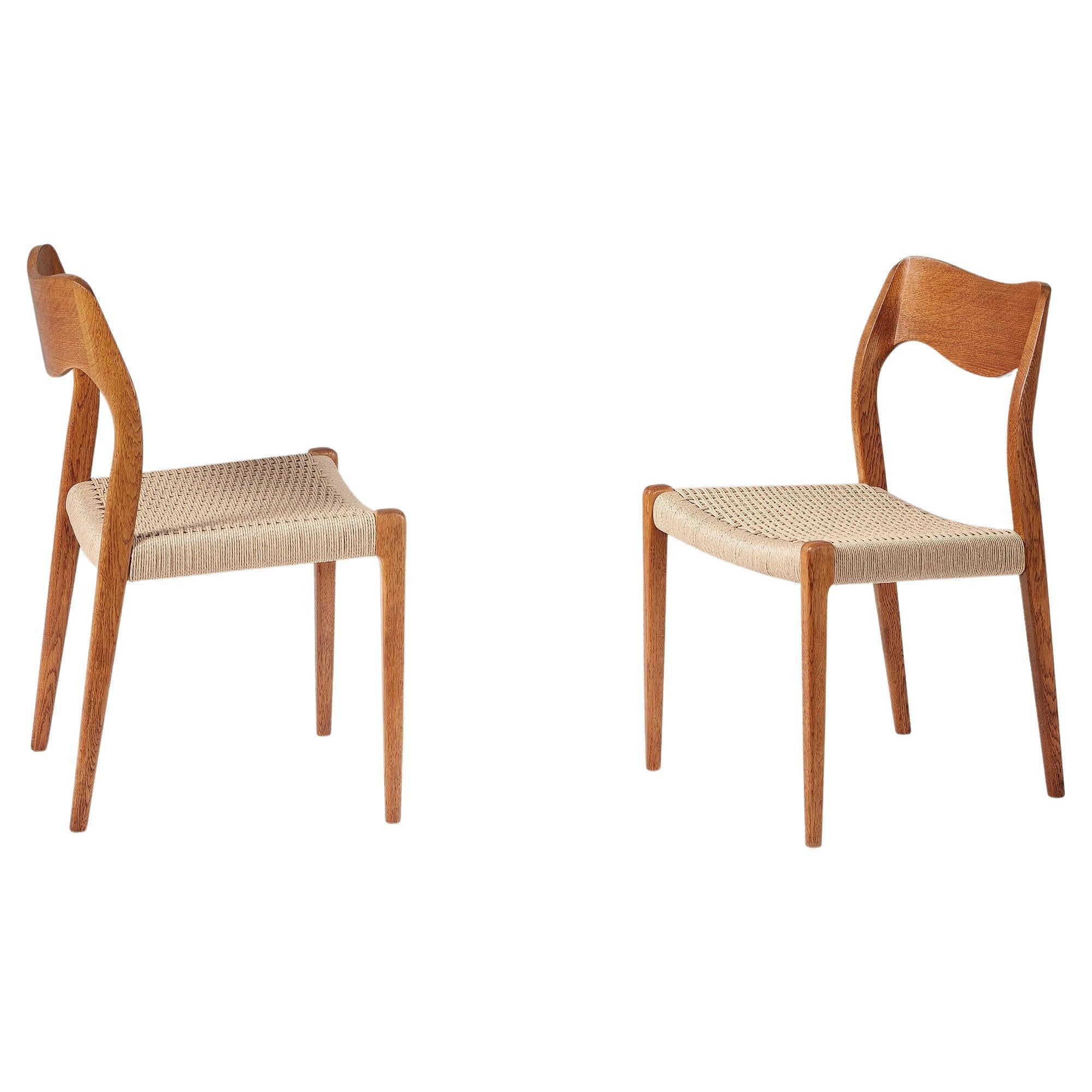 Set of 6 Niels Møller Model 71 Oak Dining Chairs For Sale