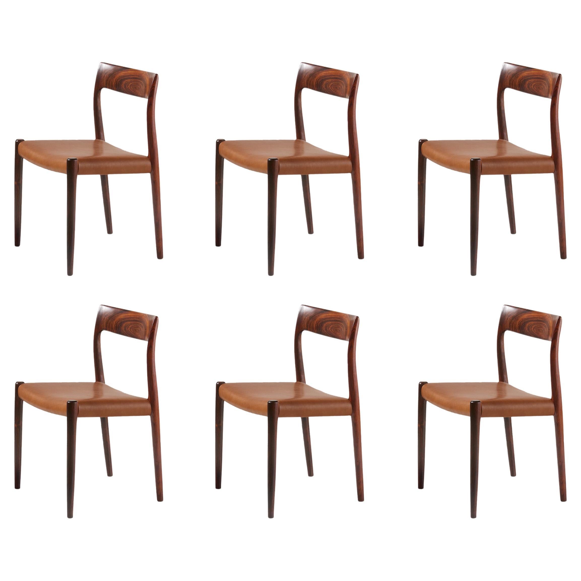 Set of 6 Niels Møller Model 77 Rosewood Dining Chairs, 1959