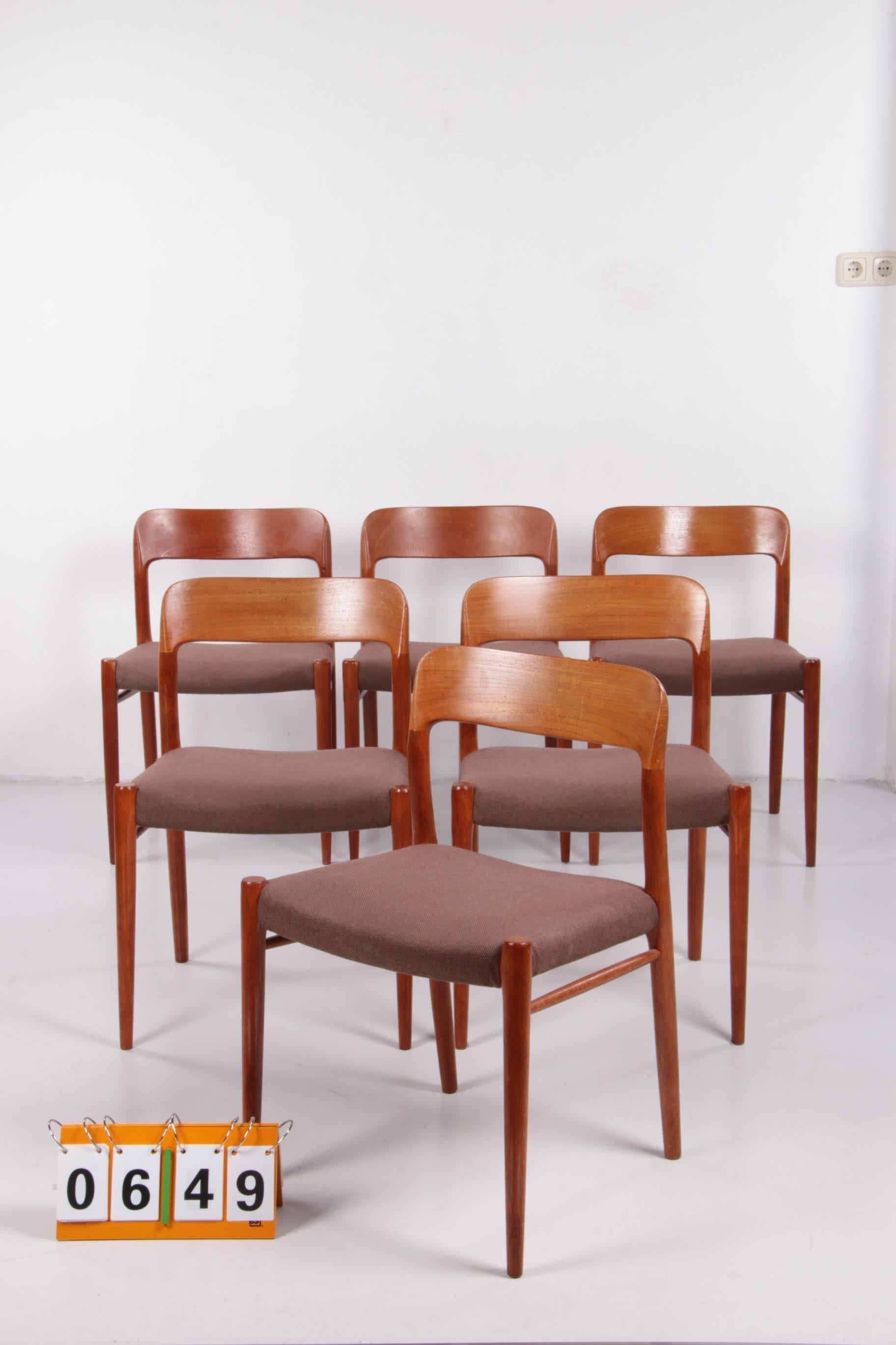 Set of 6 Niels Moller Dining Room Chairs Model 75 Denmark 1960 9