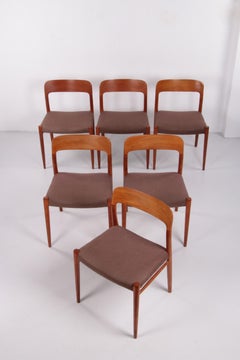 Set of 6 Niels Moller Dining Room Chairs Model 75 Denmark 1960