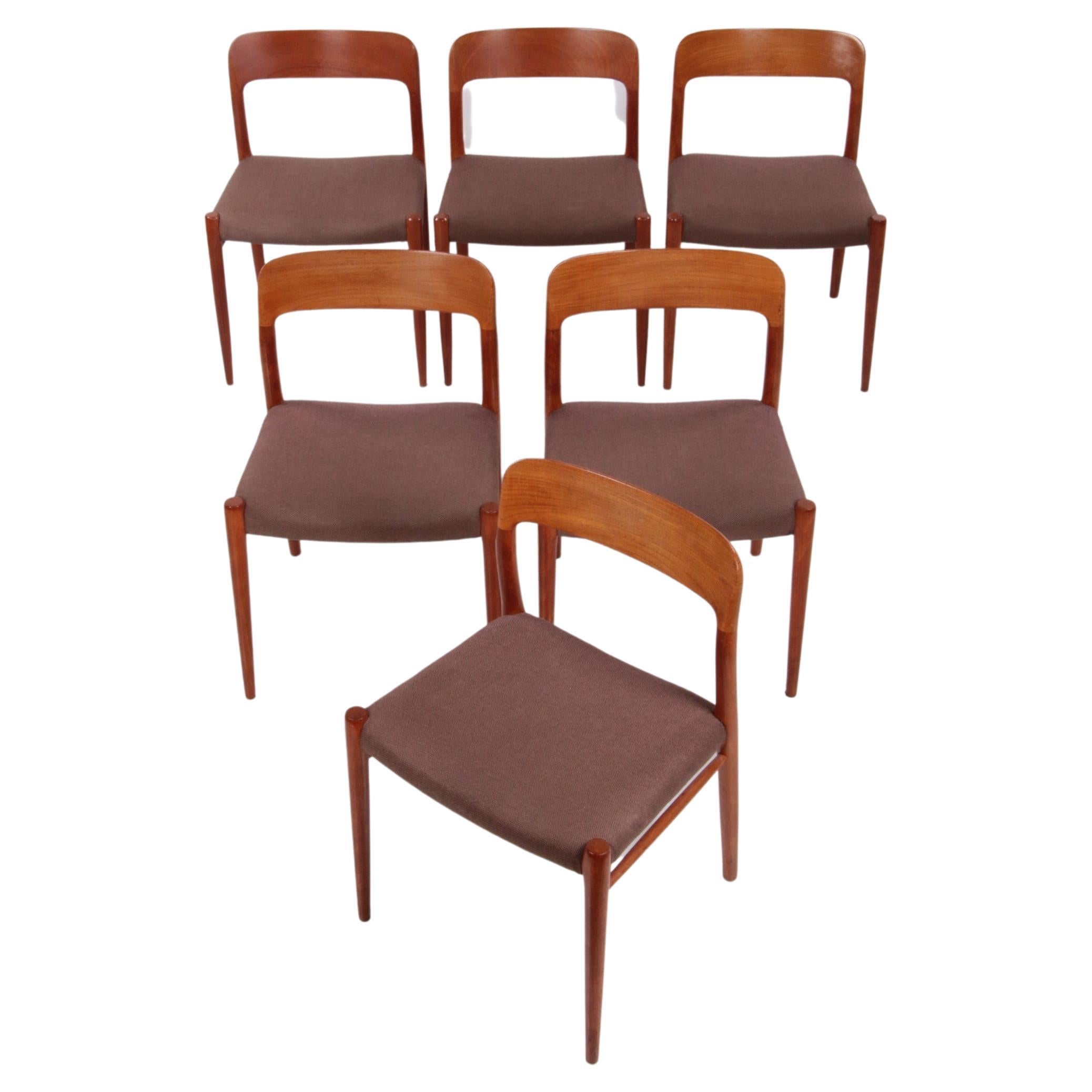 Set of 6 Niels Moller Dining Room Chairs Model 75 Denmark 1960