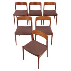 Niels Moller ensemble de 6 chaises de salle à manger modèle 75, Danemark, 1960