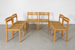 Set of 6 Niels Moller "Model 404" Oak and Paper Cord Dining Chairs, 1970's