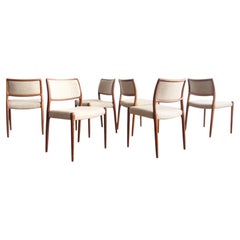 Set of 6, Niels O. Møller Model 80, Teak Dining Chair, Denmark 1960s